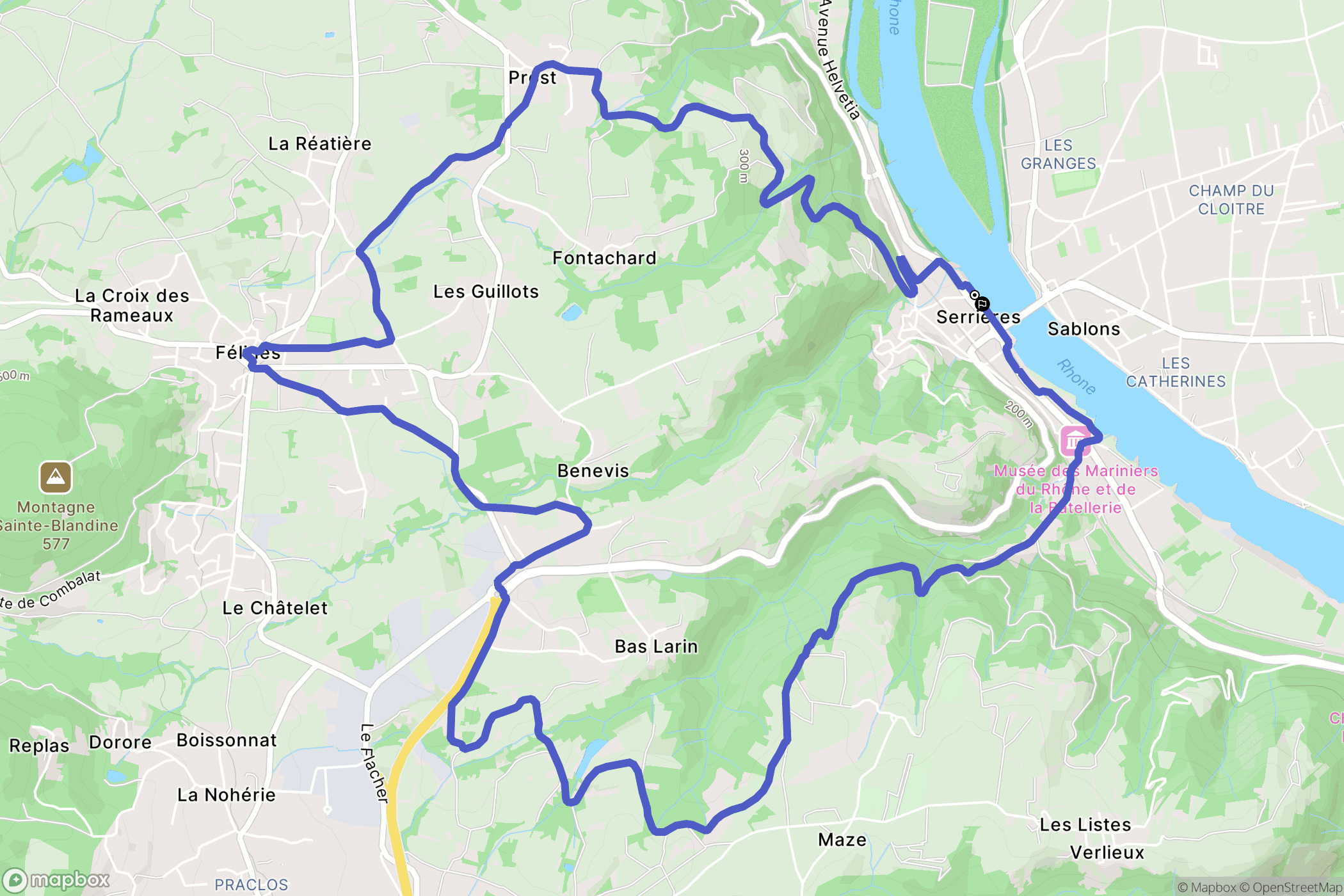 Serrières : carte du parcours de randonnée - France