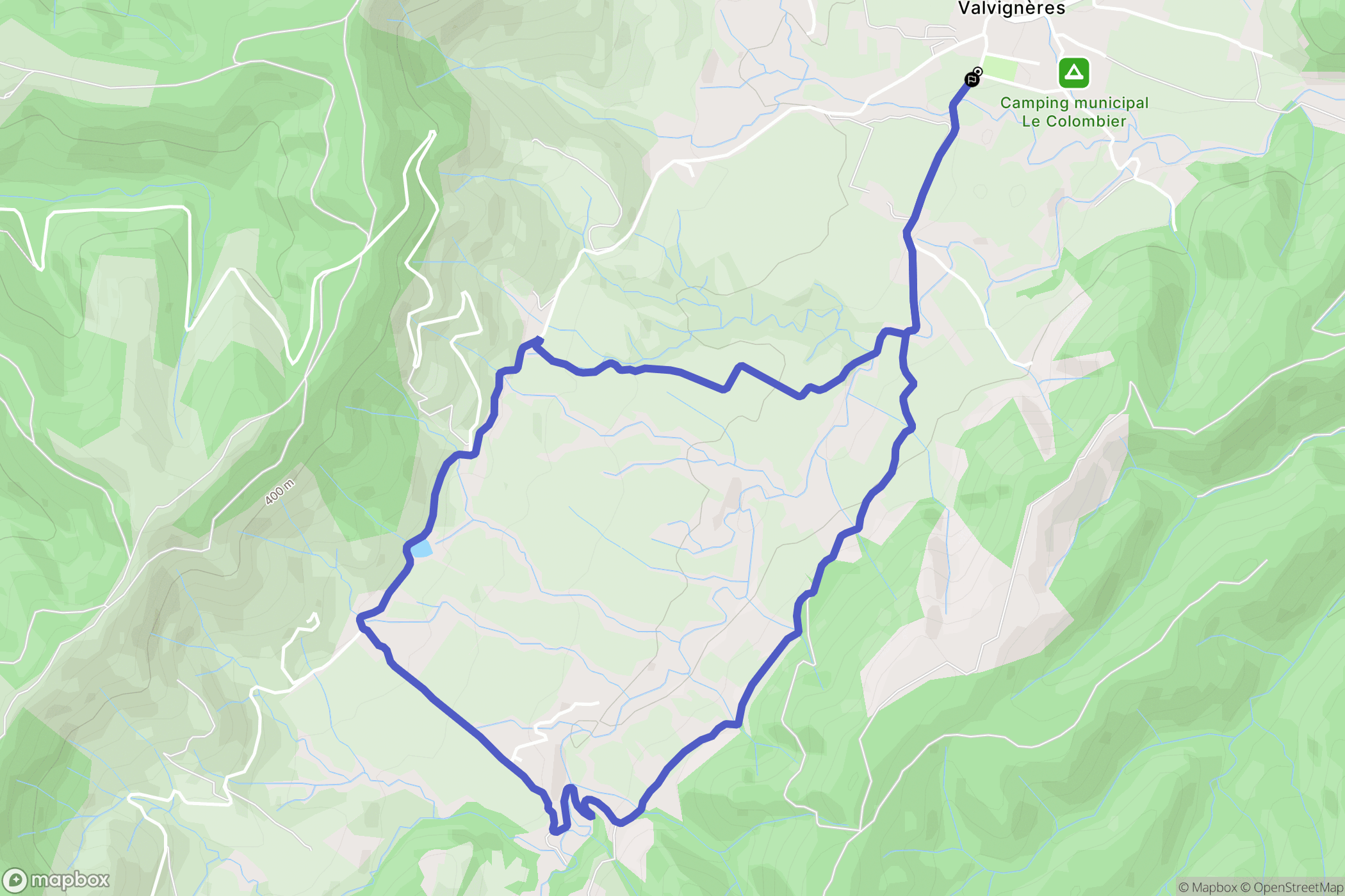 Valvignères : carte du parcours de randonnée - France