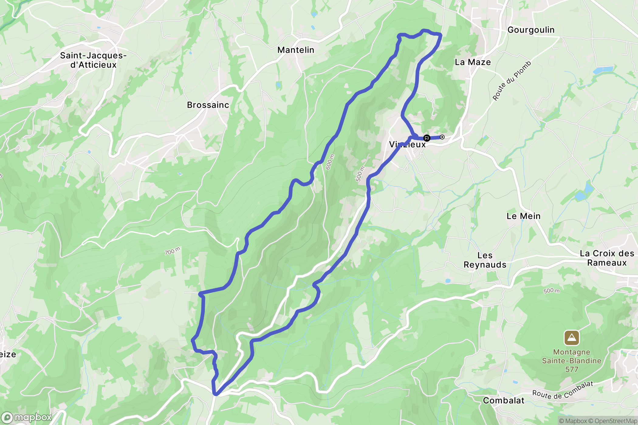 Vinzieux : carte du parcours de randonnée - France
