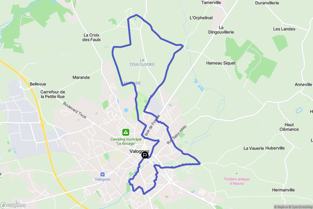 Valognes : carte du parcours de randonnée - France