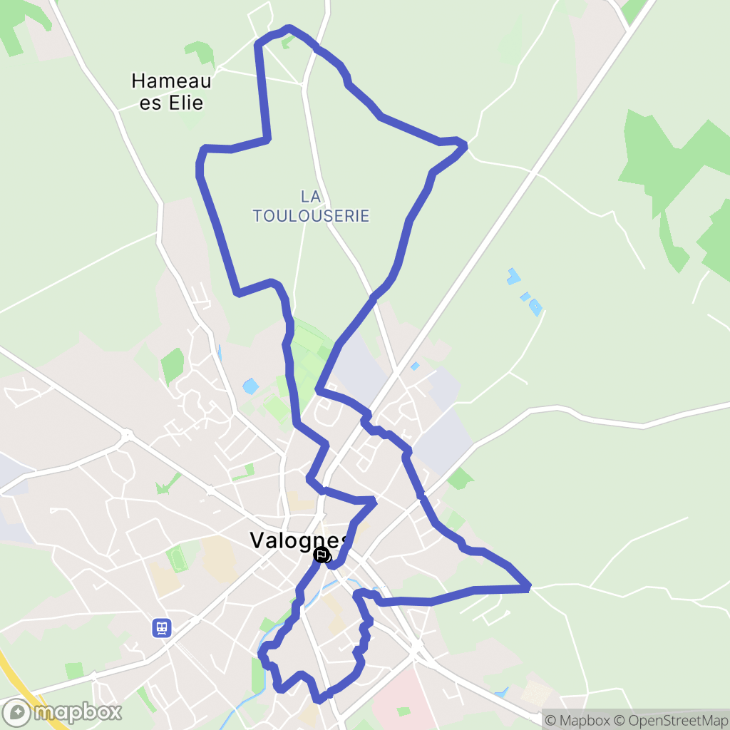 Valognes : carte du parcours de randonnée - France