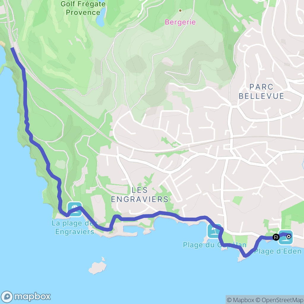 Bandol : carte du parcours de randonnée - France