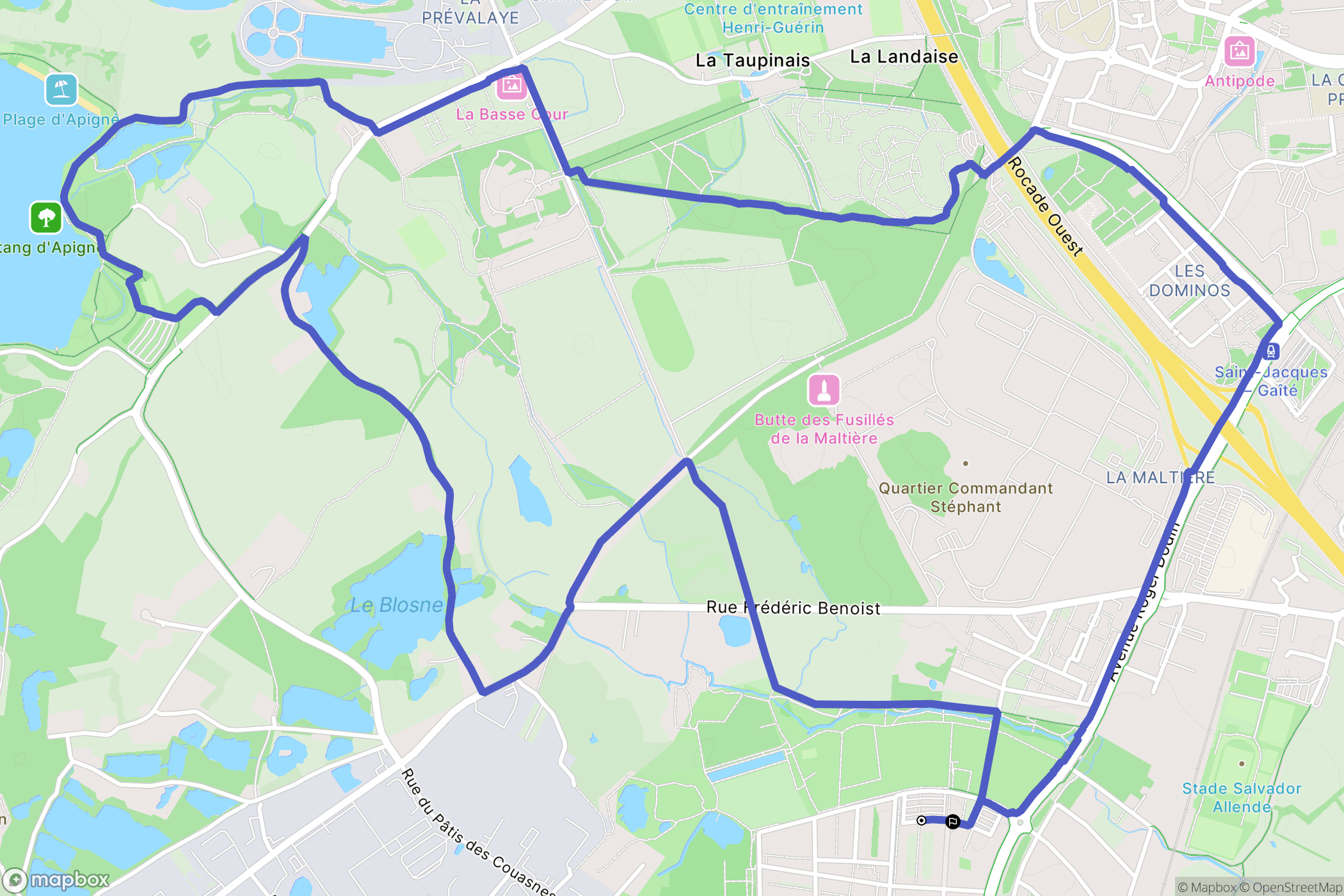 Saint-Jacques-de-la-Lande : carte du parcours de randonnée - France