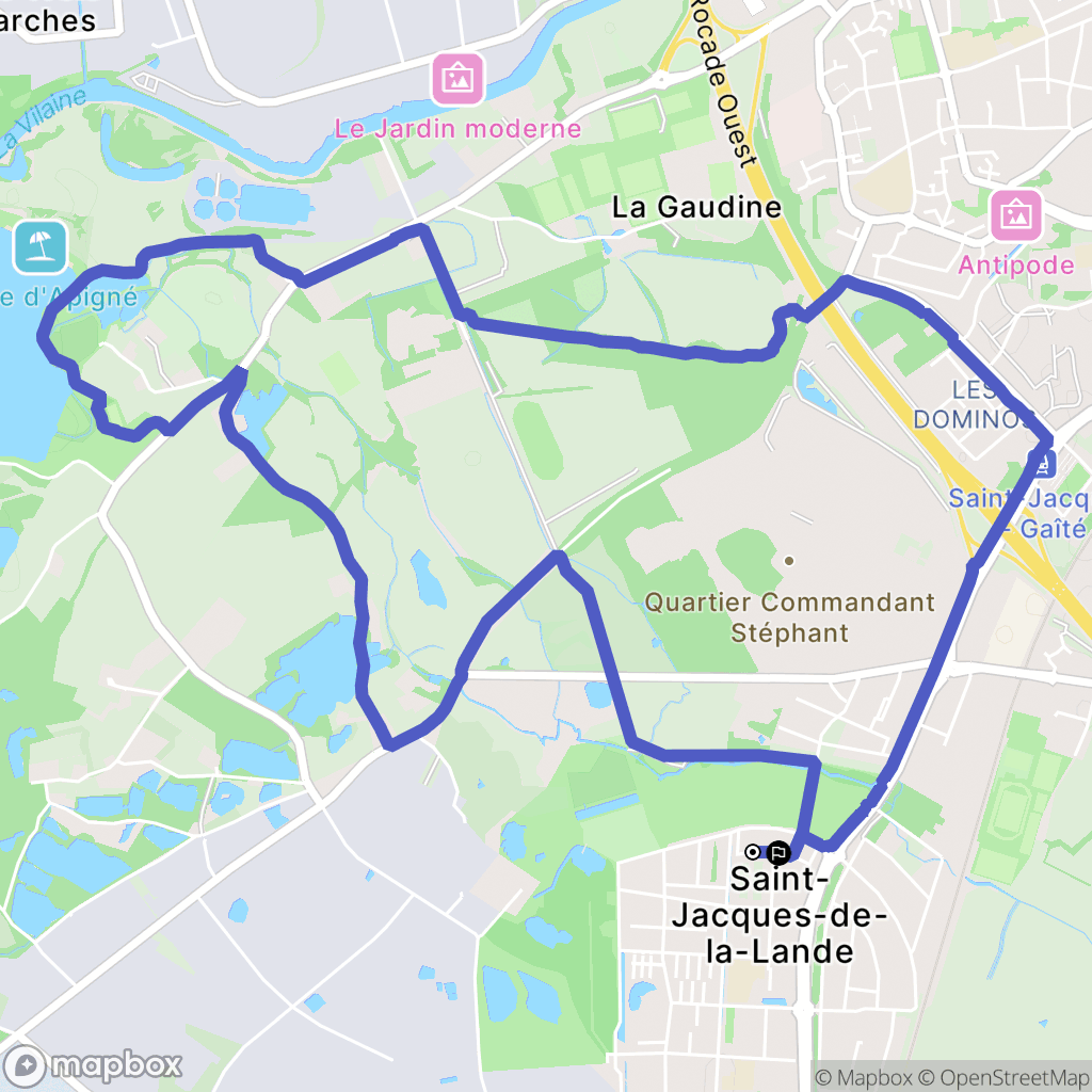 Saint-Jacques-de-la-Lande : carte du parcours de randonnée - France