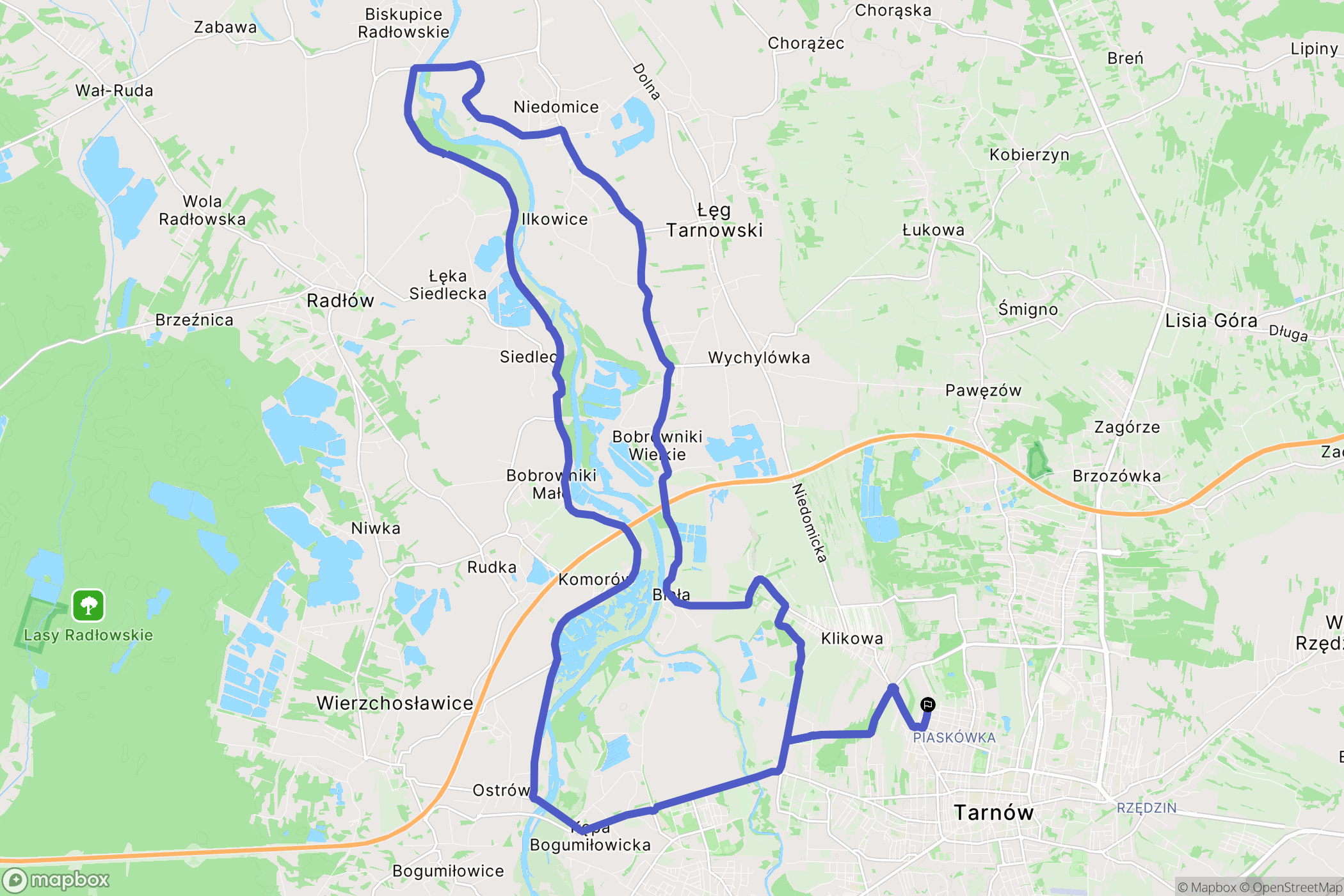 Tarnów: mapa trasy - Poland