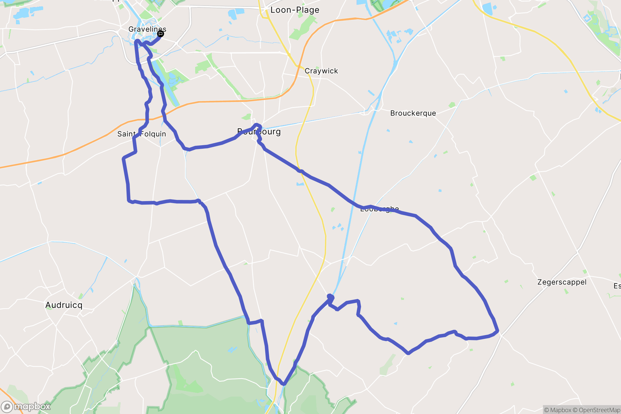 Gravelines : carte du parcours de randonnée - France
