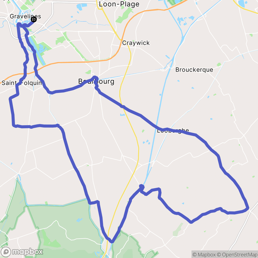 Gravelines : carte du parcours de randonnée - France