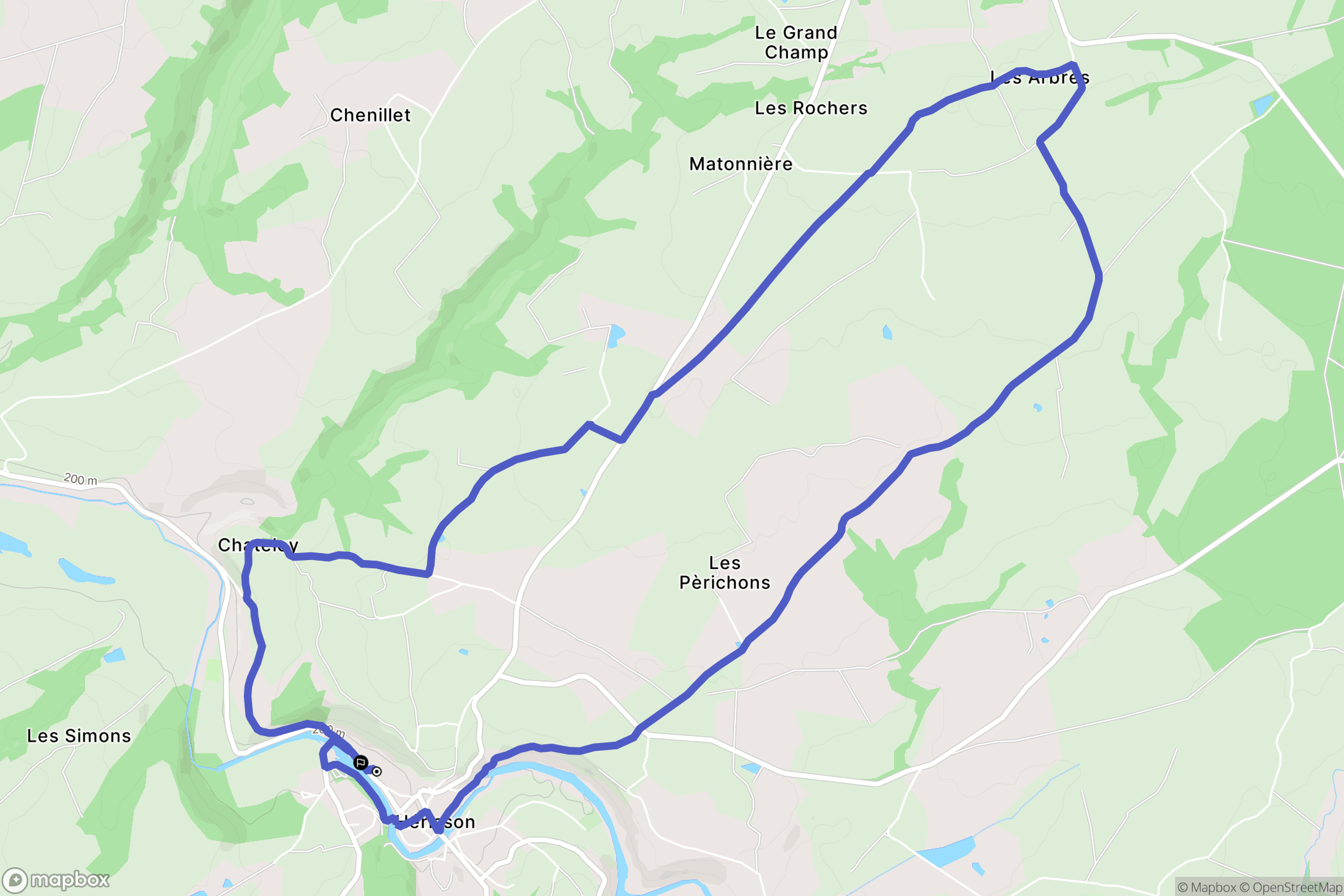 Hérisson : carte du parcours de randonnée - France