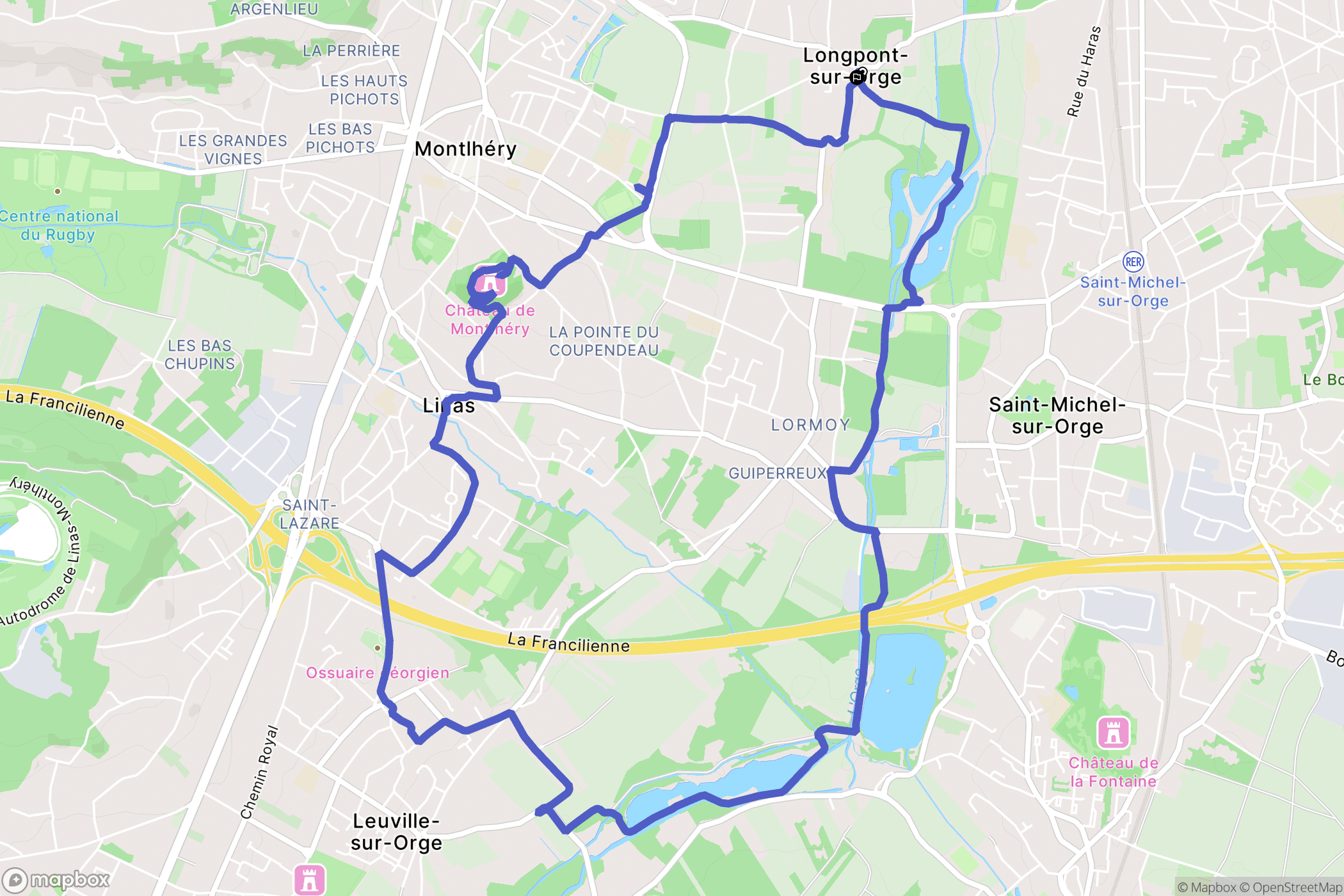 Longpont-sur-Orge : carte du parcours de randonnée - France