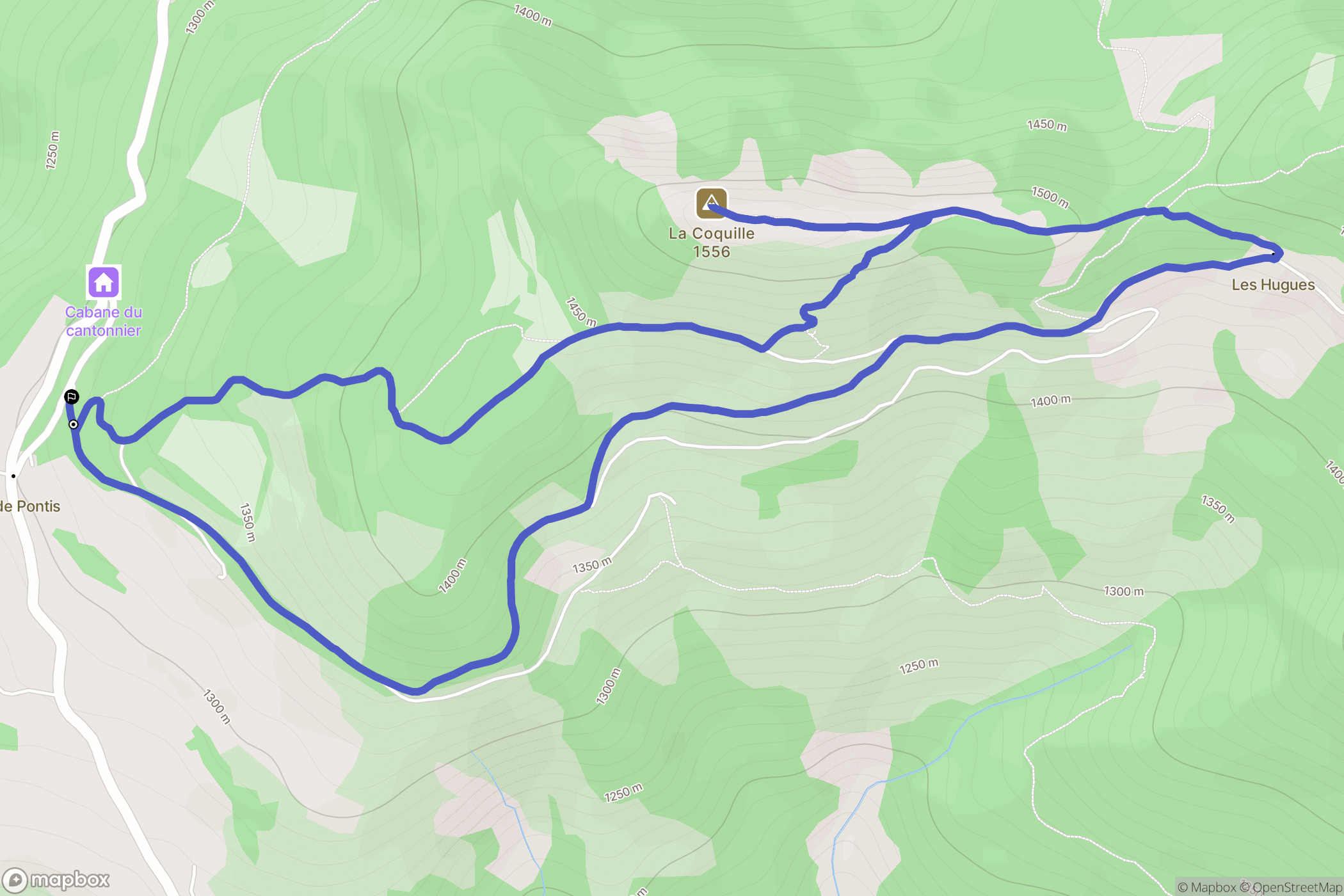 Pontis : carte du parcours de randonnée - France