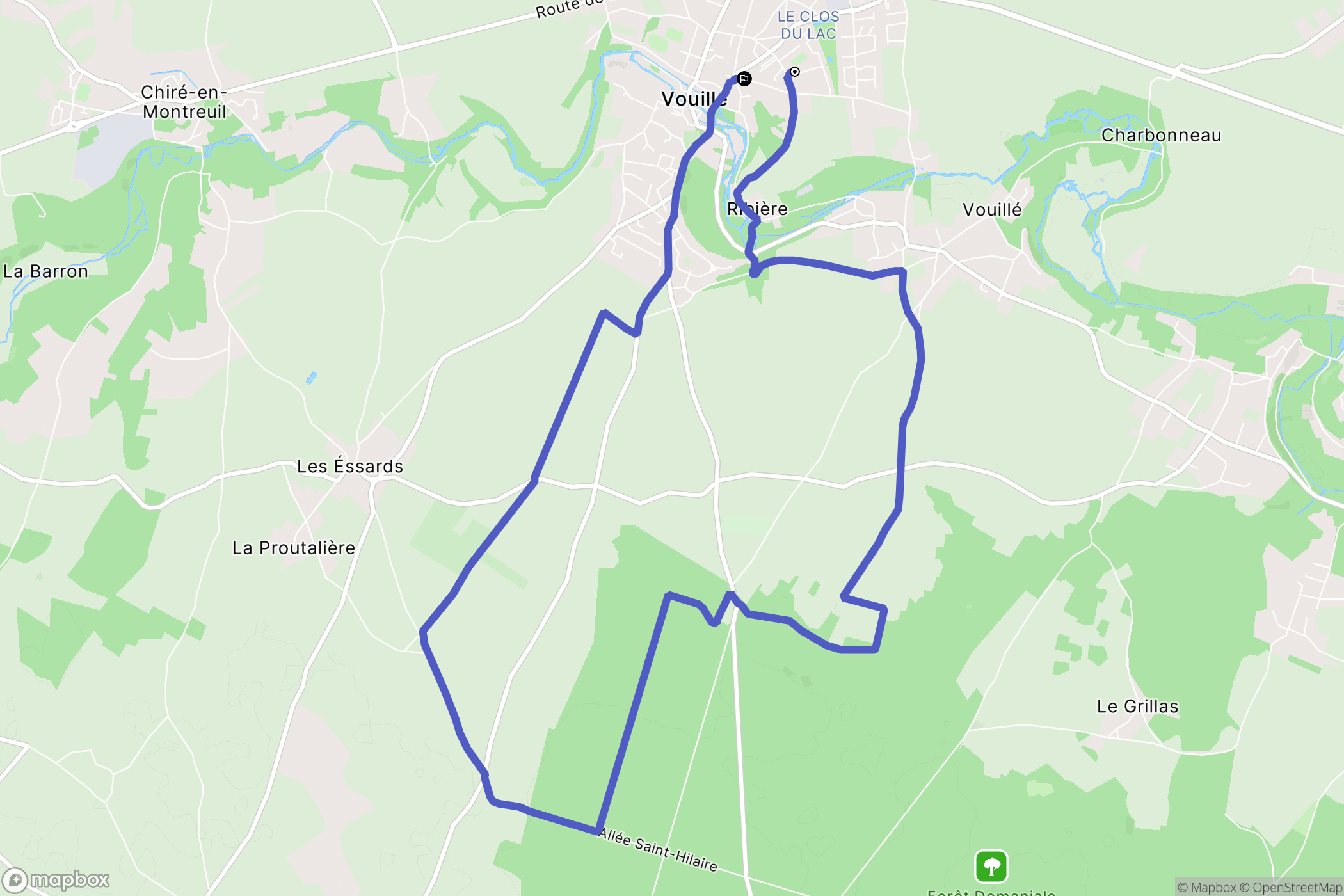 Vouillé : carte du parcours de randonnée - France
