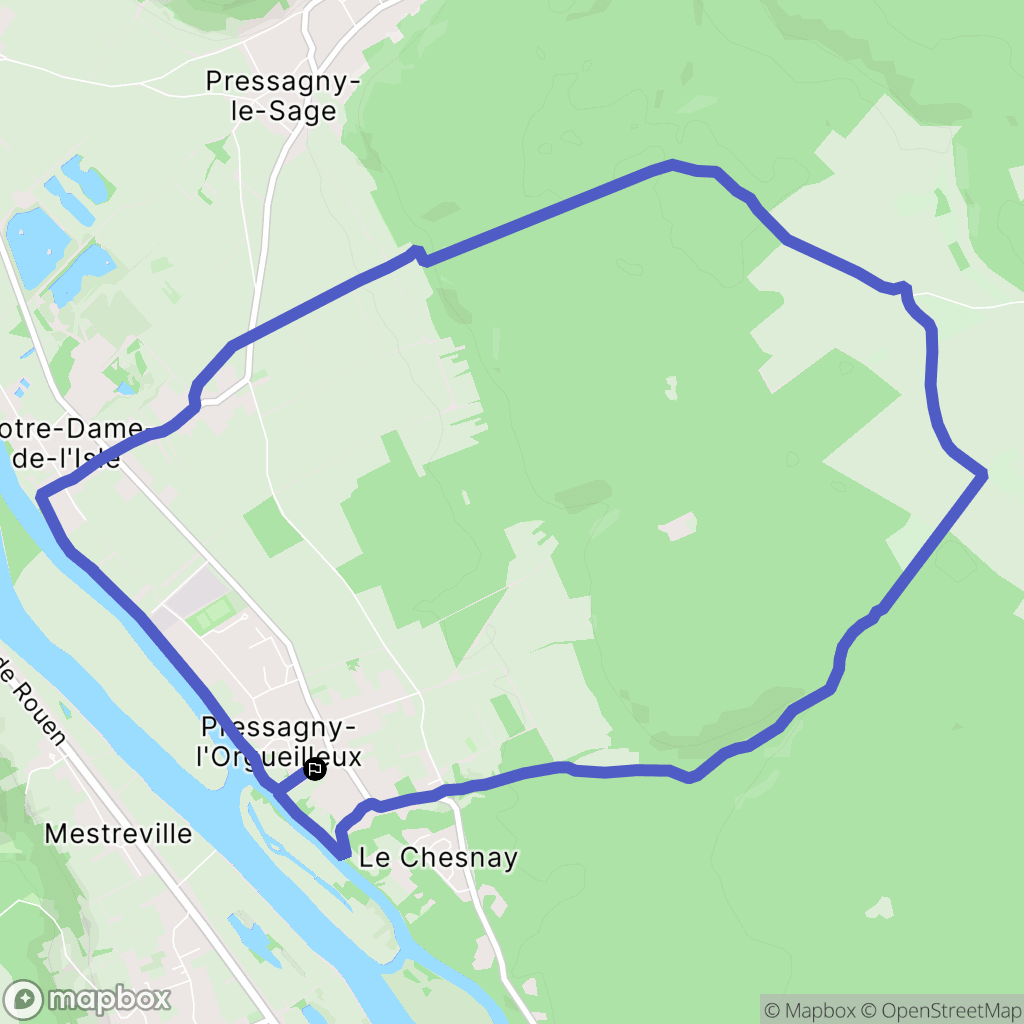 Pressagny-l'Orgueilleux : carte du parcours de randonnée - France