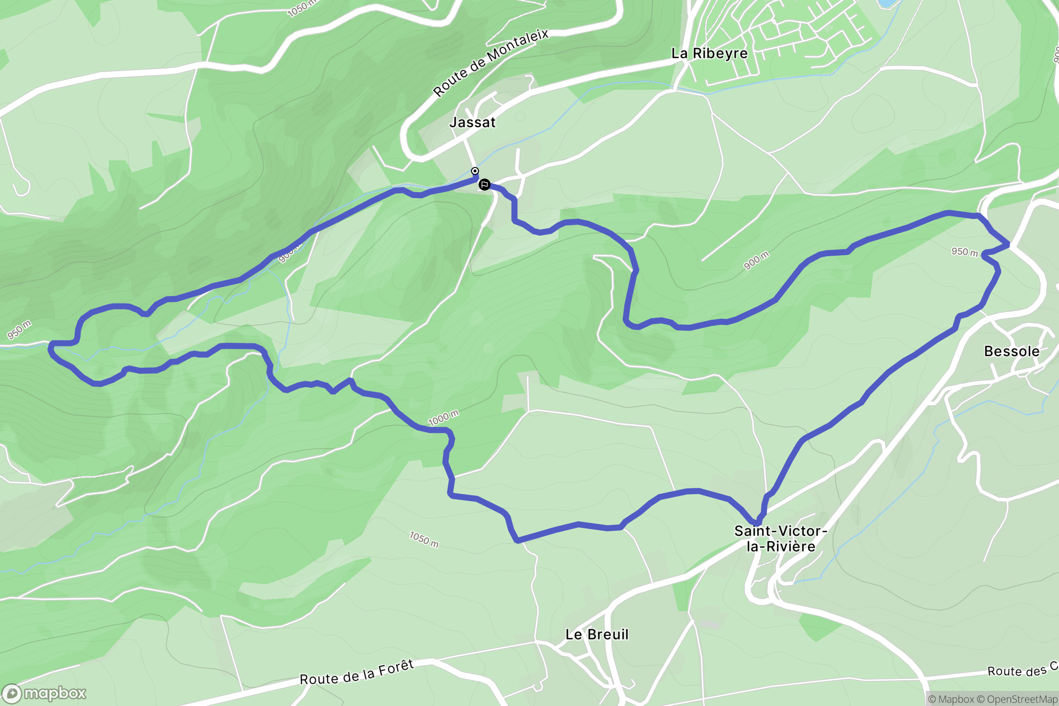Saint-Victor-la-Rivière : carte du parcours de randonnée - France