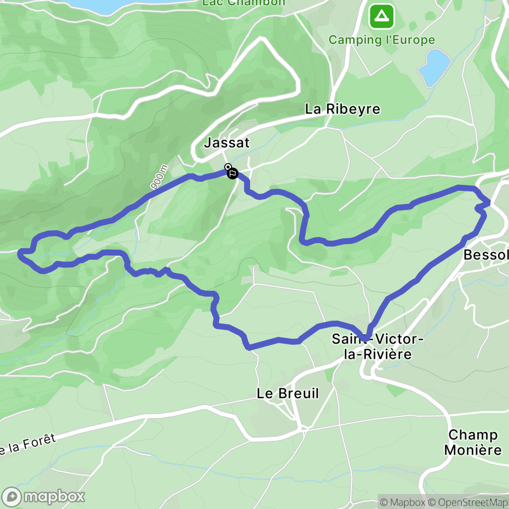 Saint-Victor-la-Rivière : carte du parcours de randonnée - France