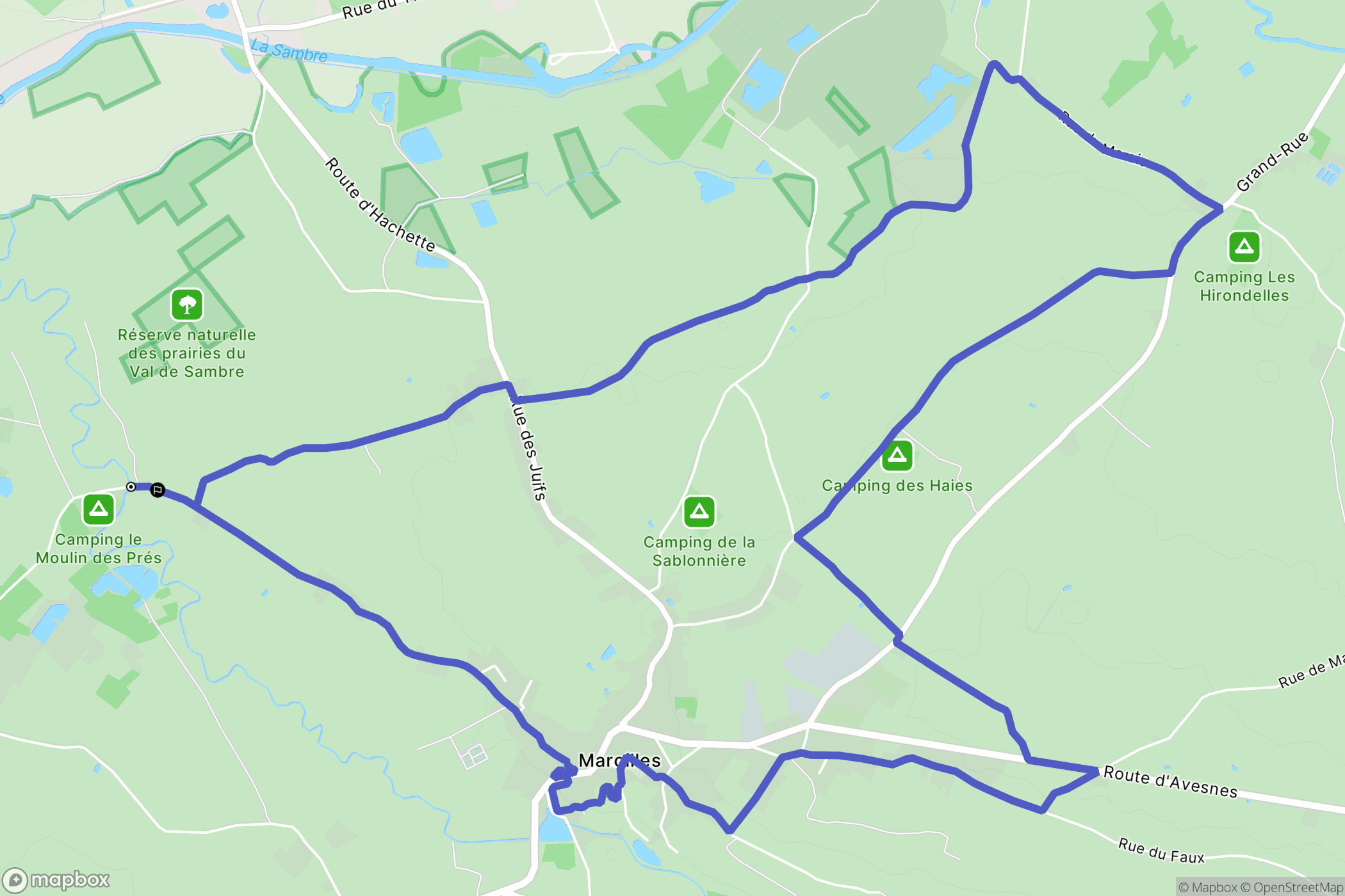 Maroilles : carte du parcours de randonnée - France
