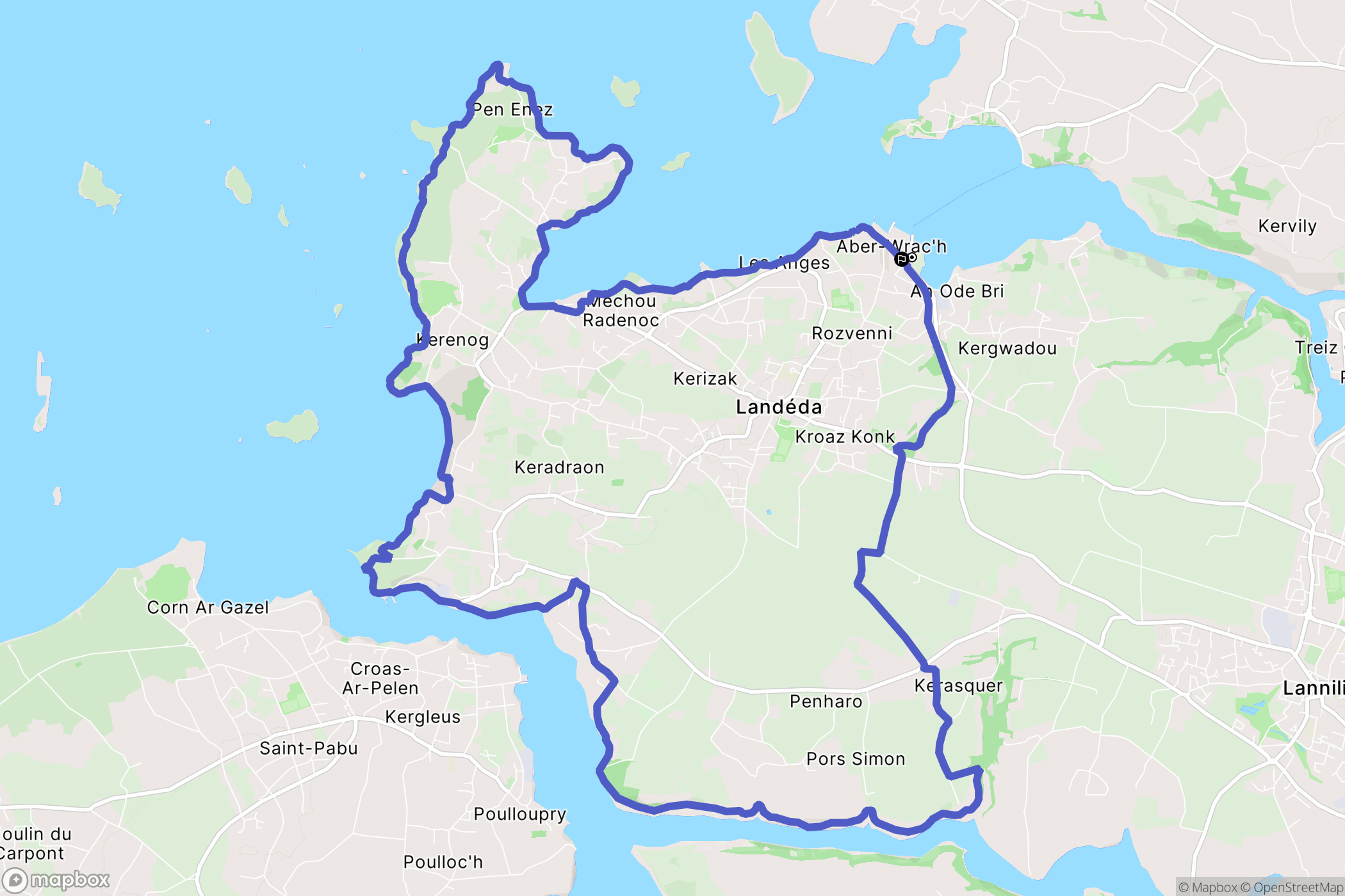 Landéda : carte du parcours de randonnée - France
