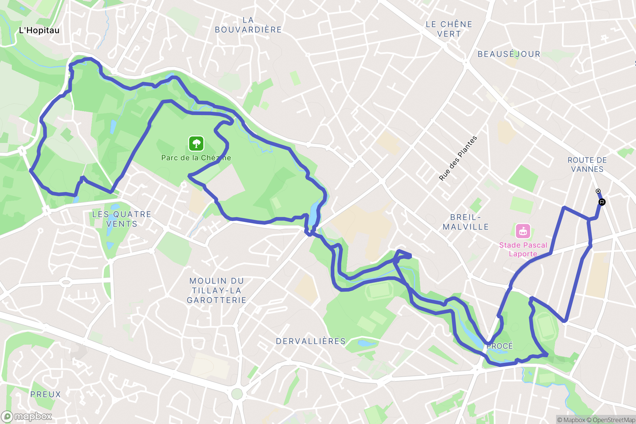 Nantes : carte du parcours de randonnée - France
