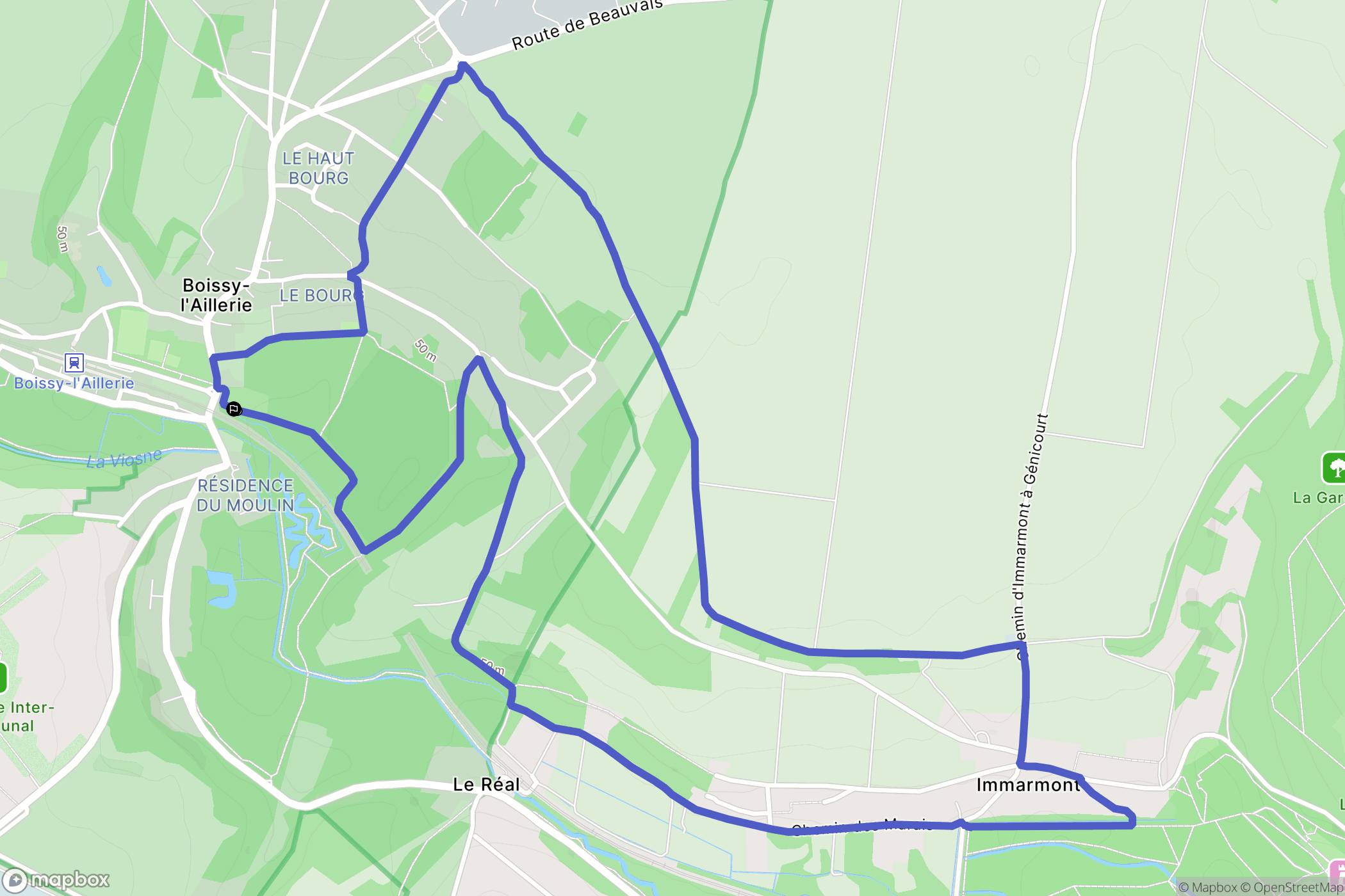 Boissy-l'Aillerie : carte du parcours de randonnée - France