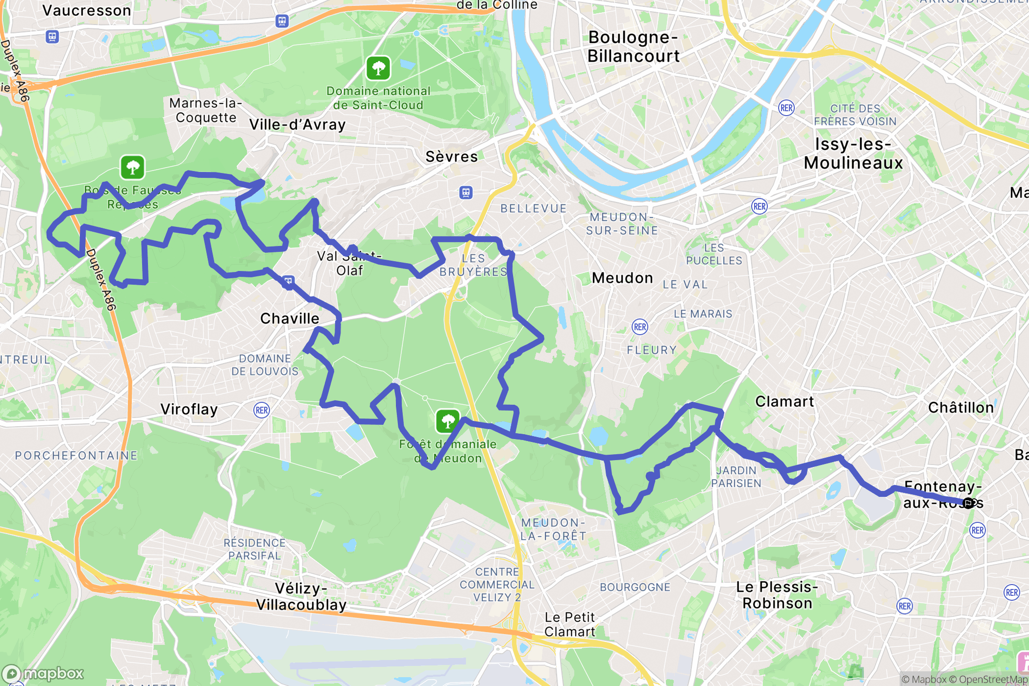 Fontenay-aux-Roses : carte du parcours de randonnée - France