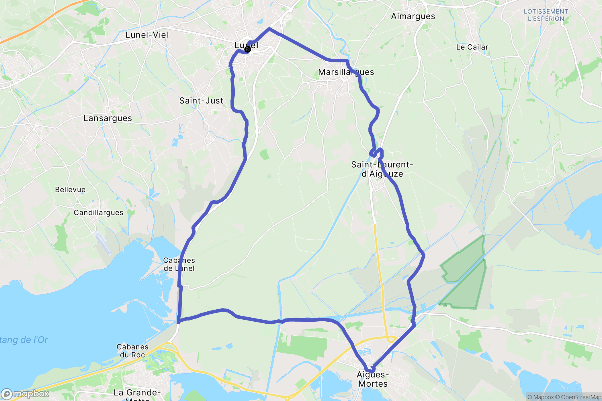 Lunel : carte du parcours de randonnée - France