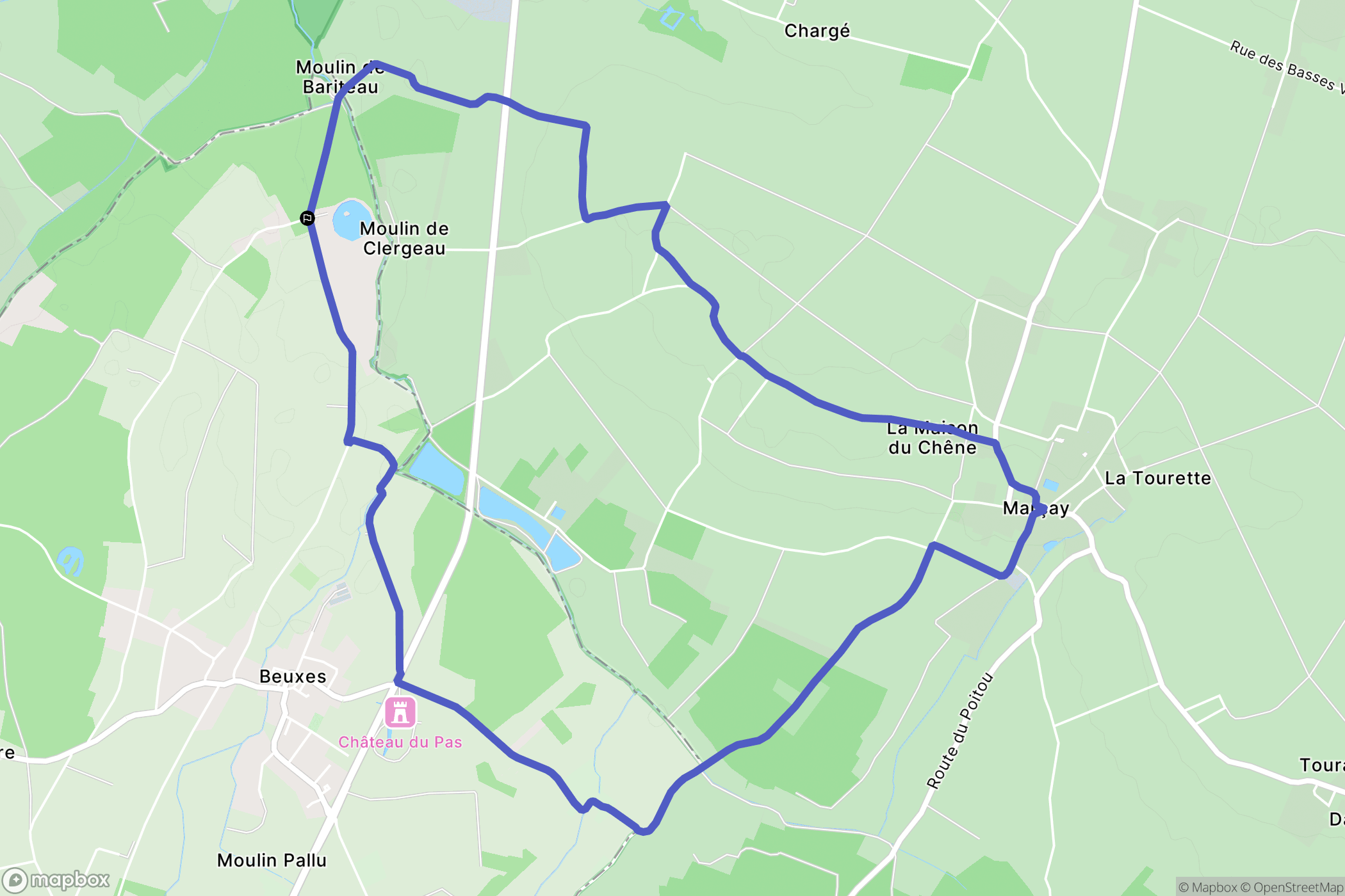 Beuxes : carte du parcours de randonnée - France
