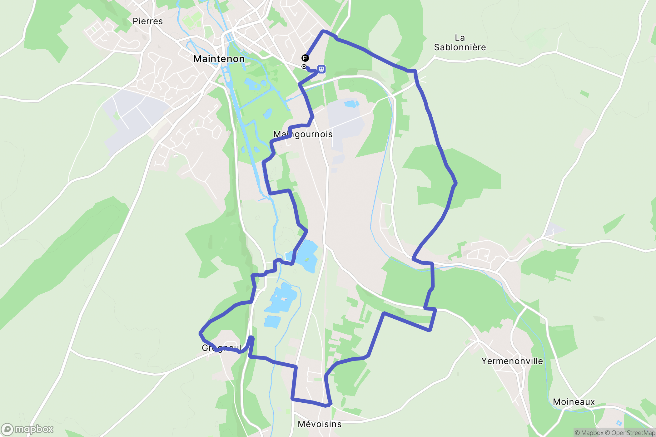 Maintenon : carte du parcours de randonnée - France