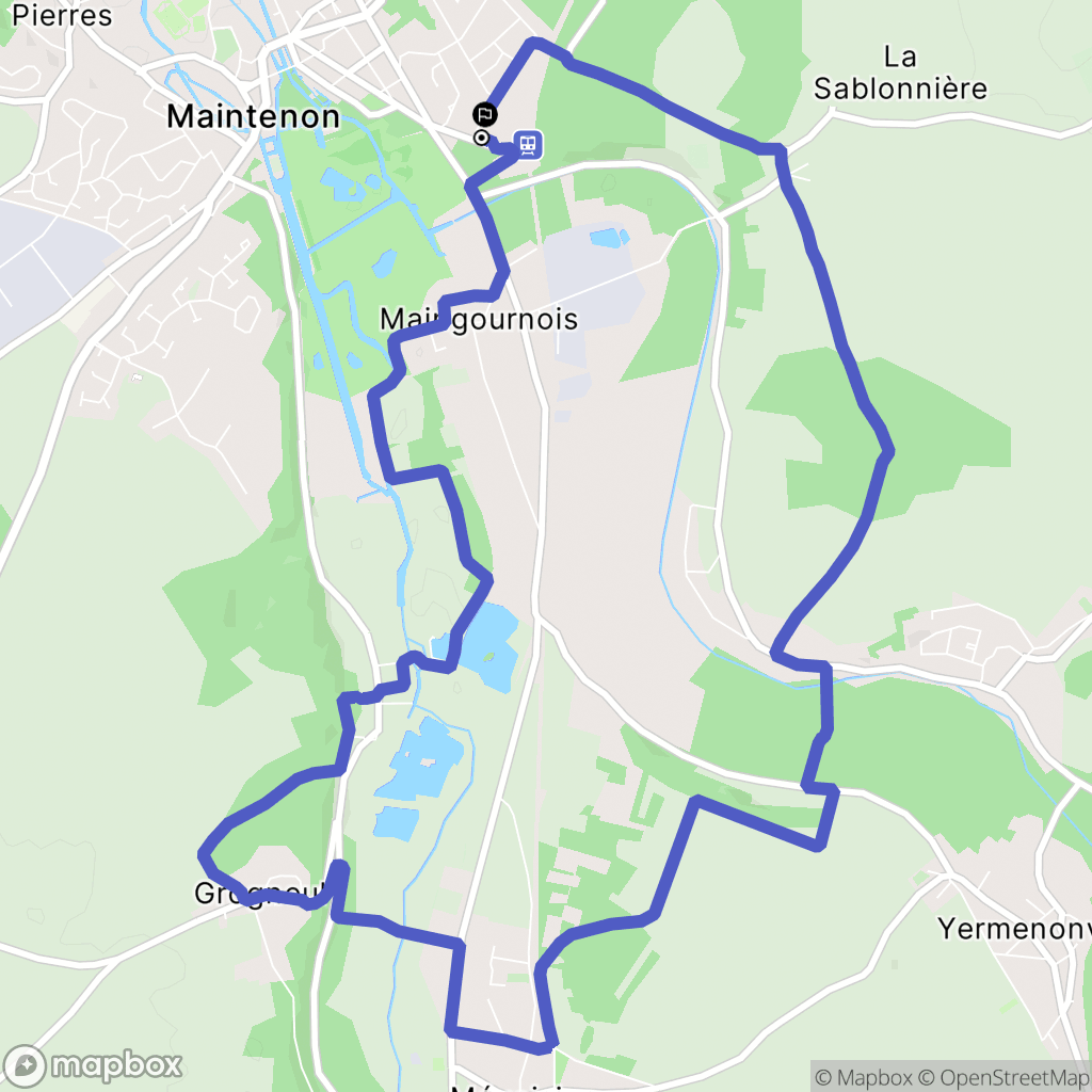 Maintenon : carte du parcours de randonnée - France