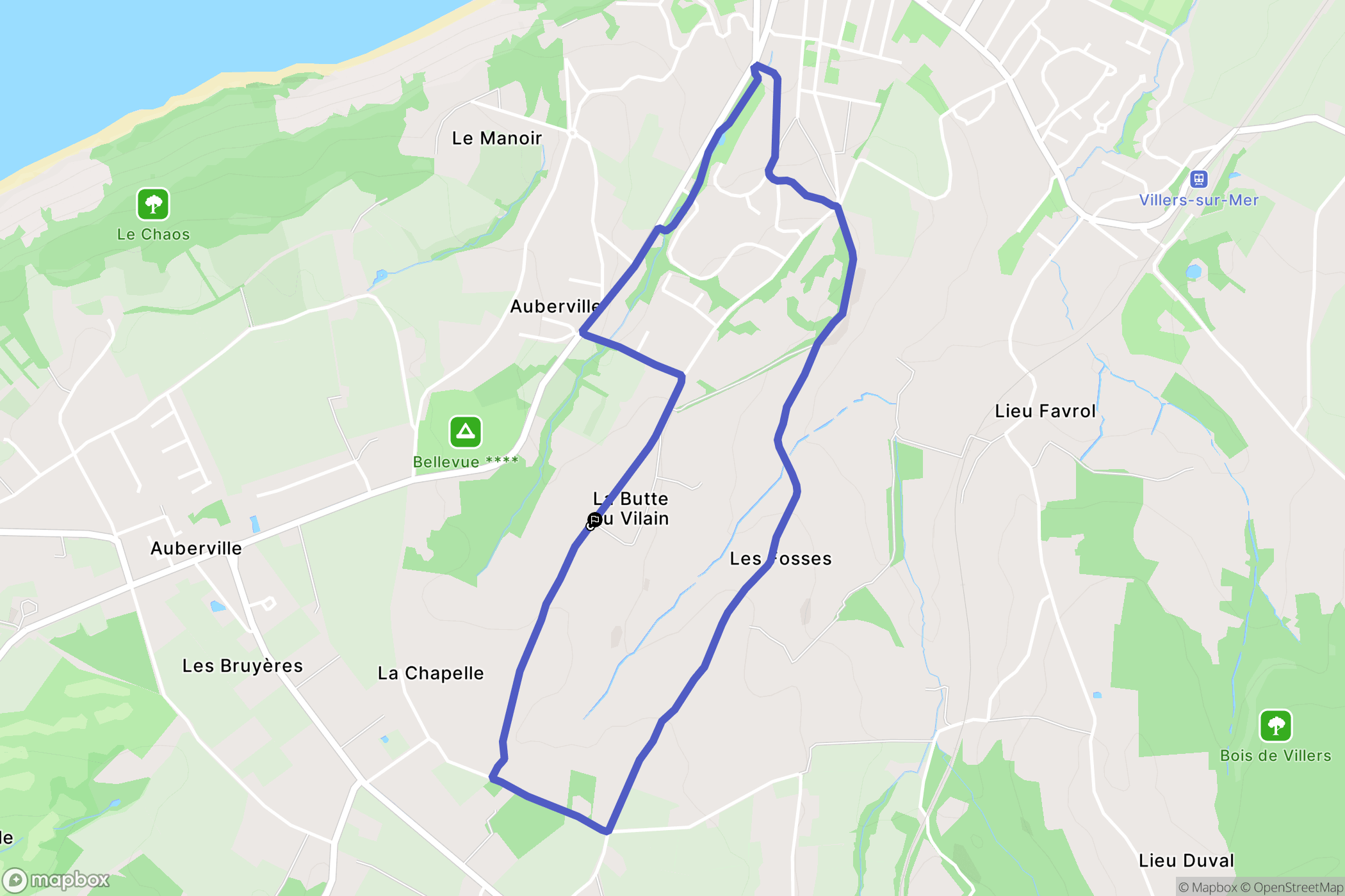 Gonneville-sur-Mer : carte du parcours de randonnée - France