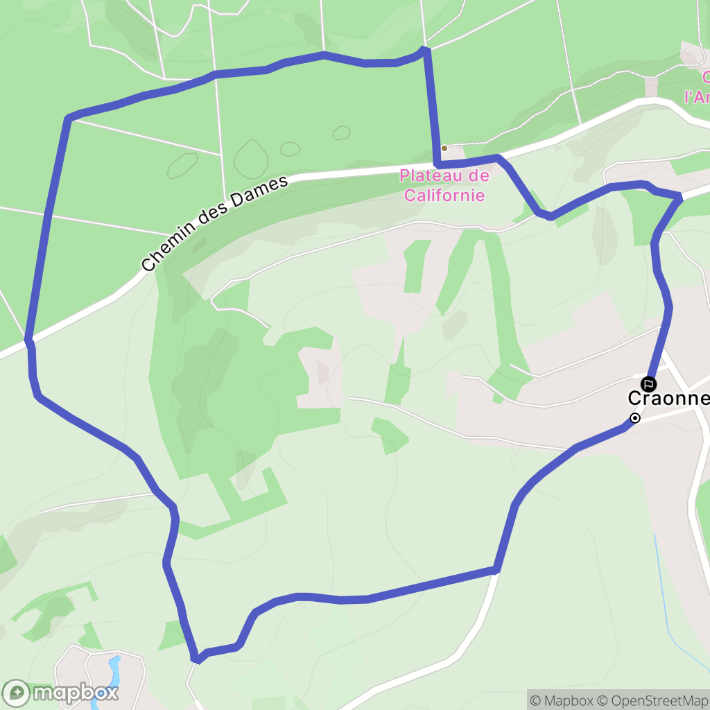 Craonne : carte du parcours de randonnée - France