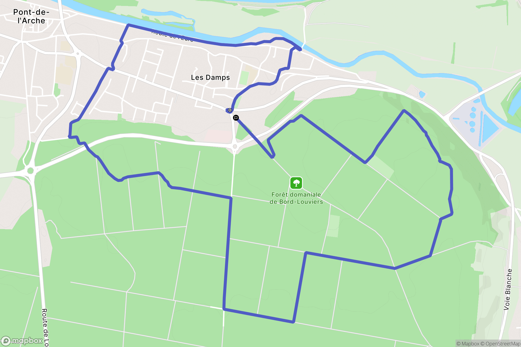 Les Damps : carte du parcours de randonnée - France