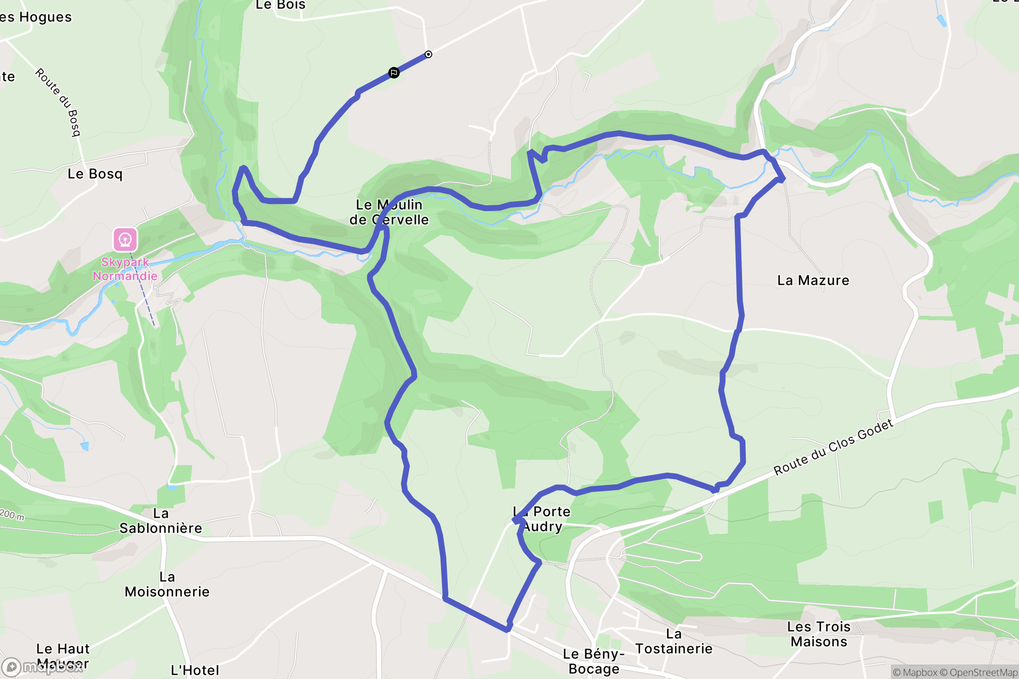 Souleuvre en Bocage : carte du parcours de randonnée - France