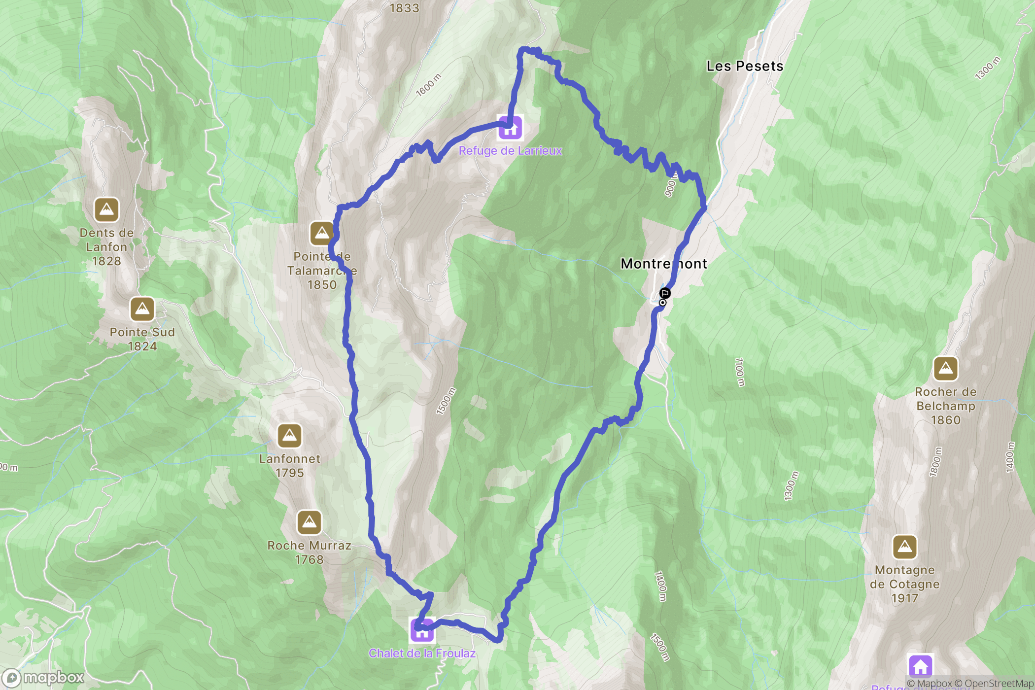 Thônes : carte du parcours de randonnée - France