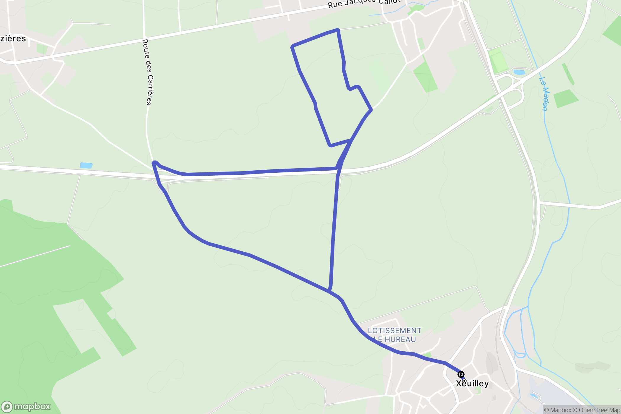 Xeuilley : carte du parcours de randonnée - France