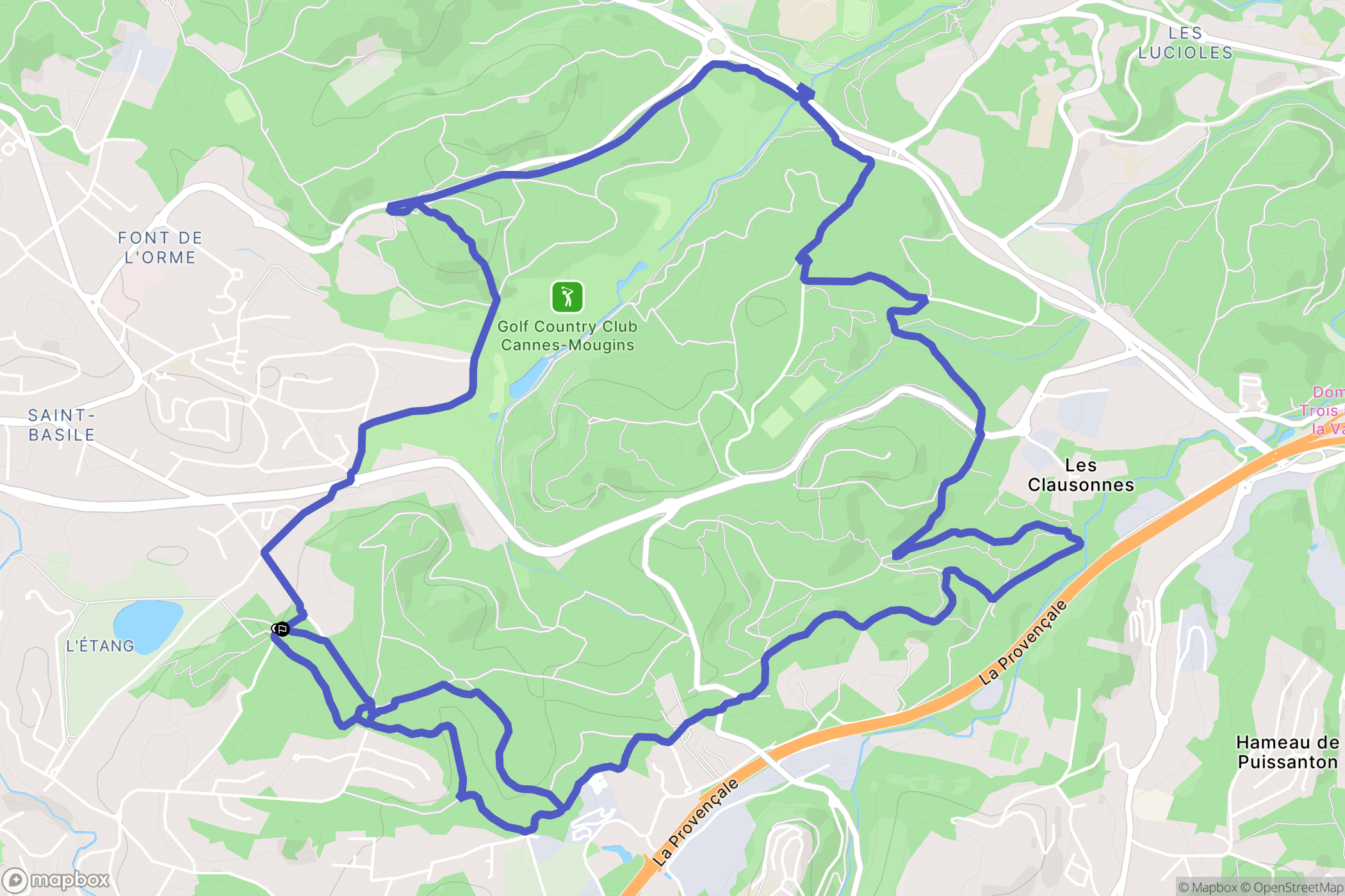 Mougins : carte du parcours de randonnée - France