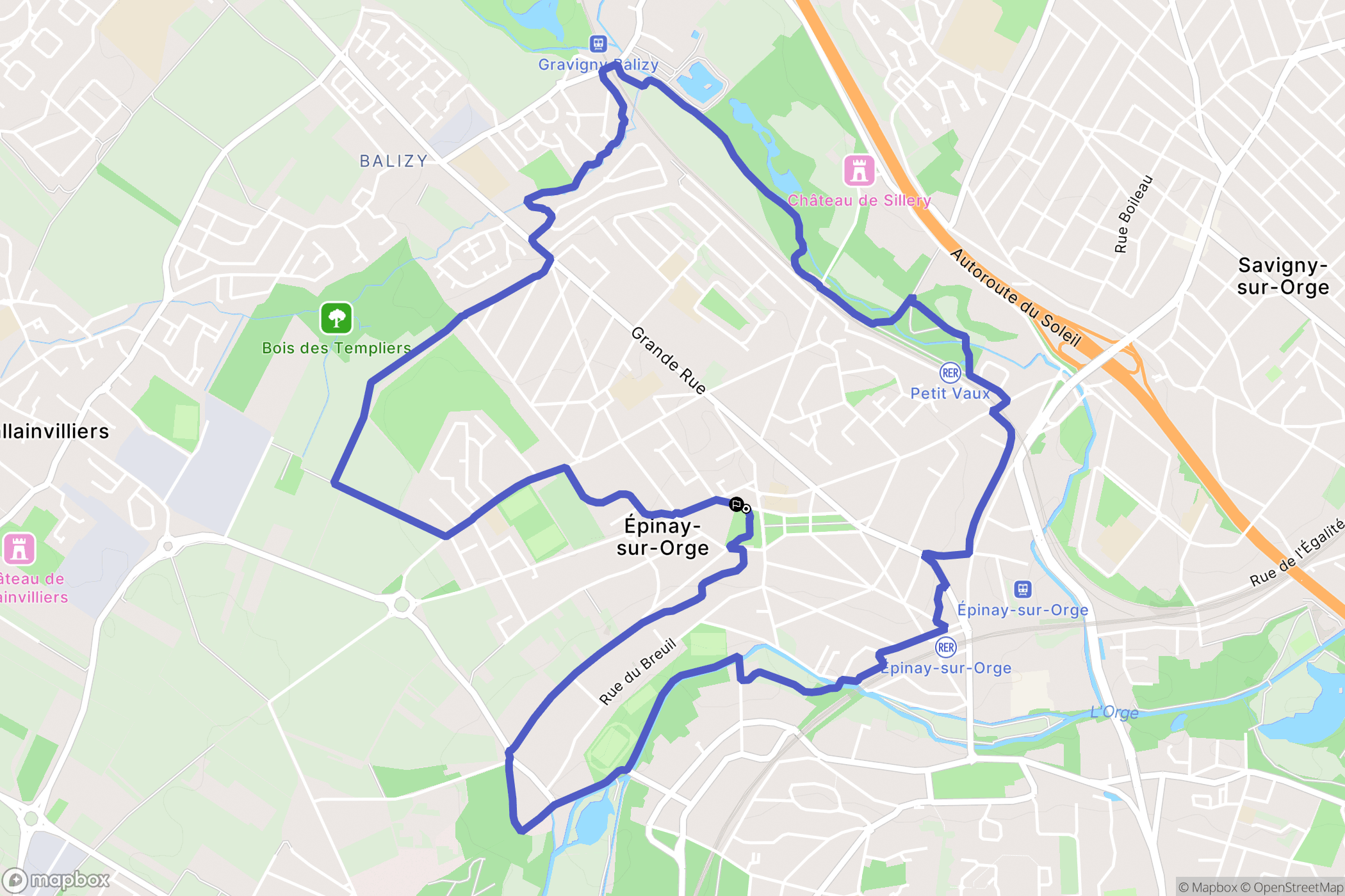 Épinay-sur-Orge : carte du parcours de randonnée - France
