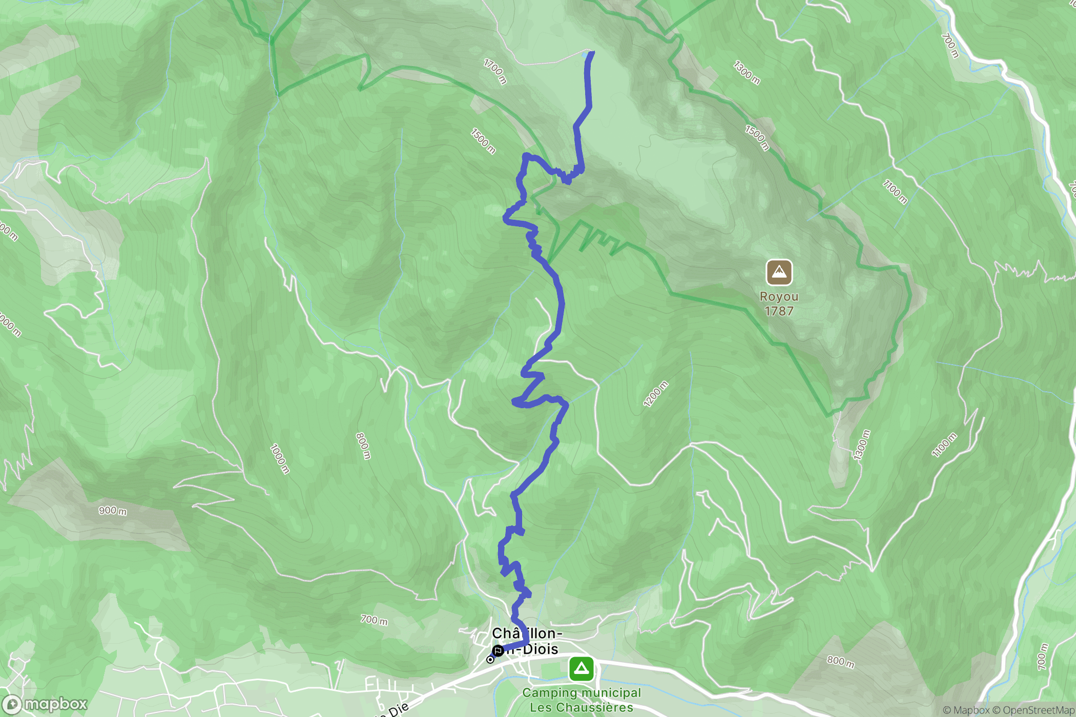 Châtillon-en-Diois : carte du parcours de randonnée - France