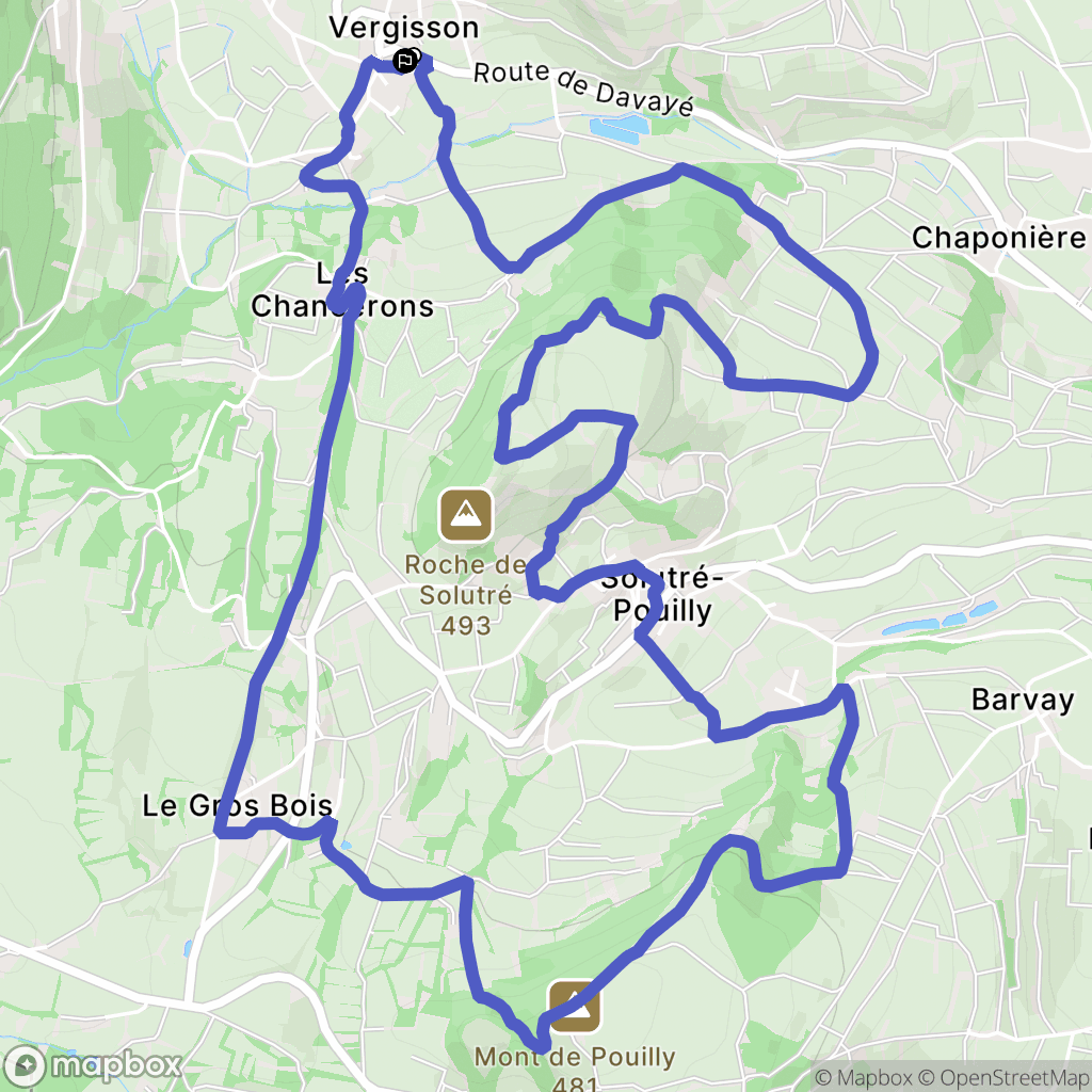 Vergisson : carte du parcours de randonnée - France