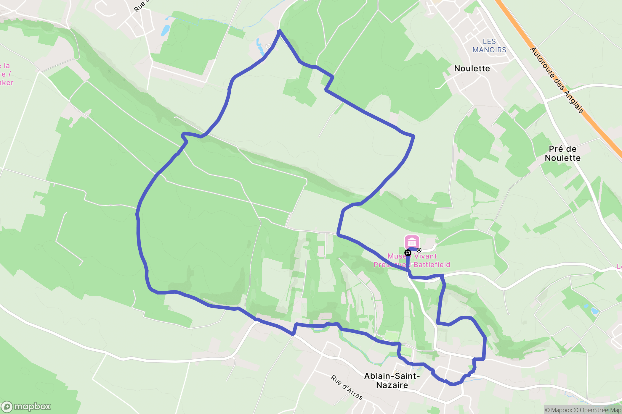 Ablain-Saint-Nazaire : carte du parcours de randonnée - France