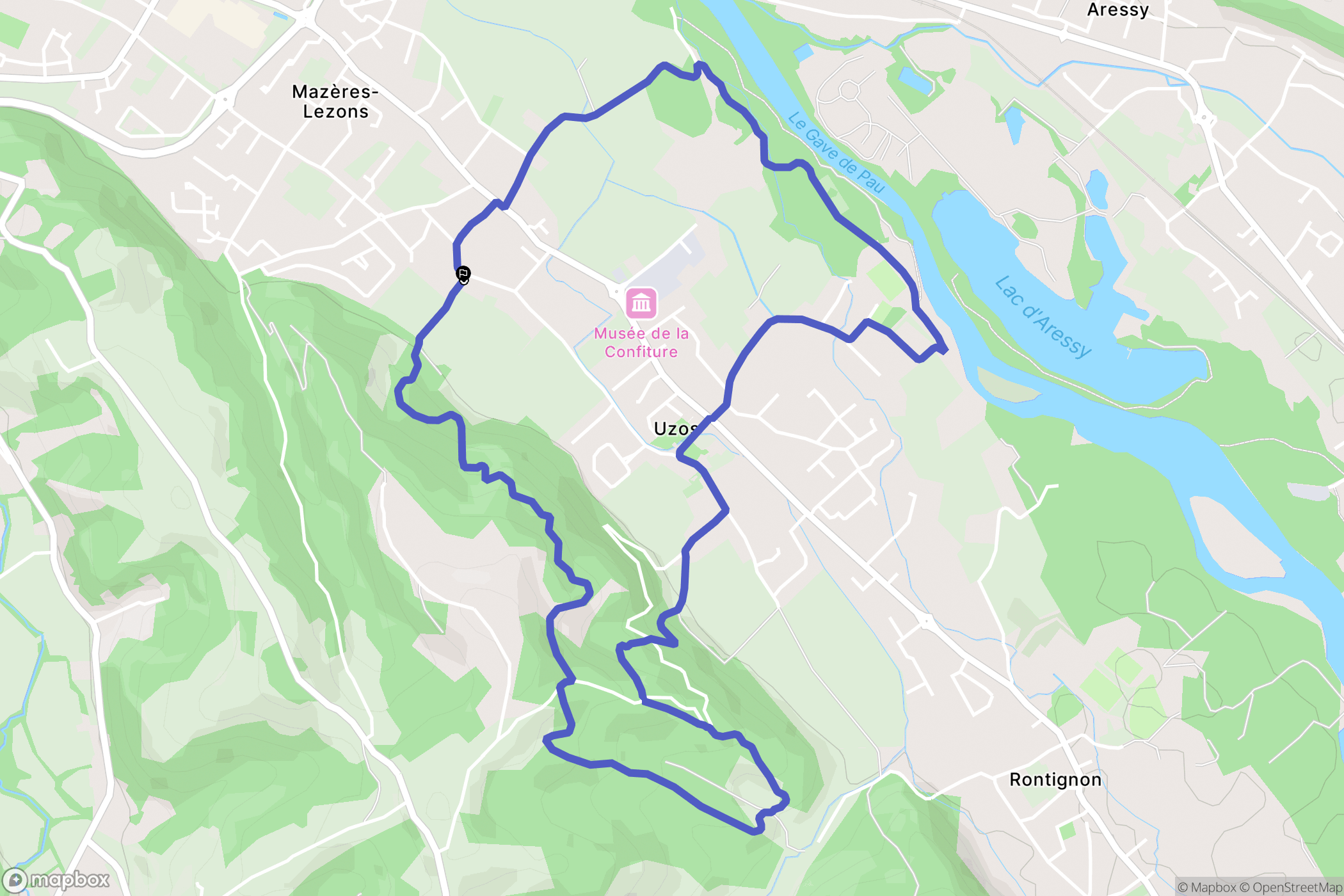 Mazères-Lezons : carte du parcours de randonnée - France