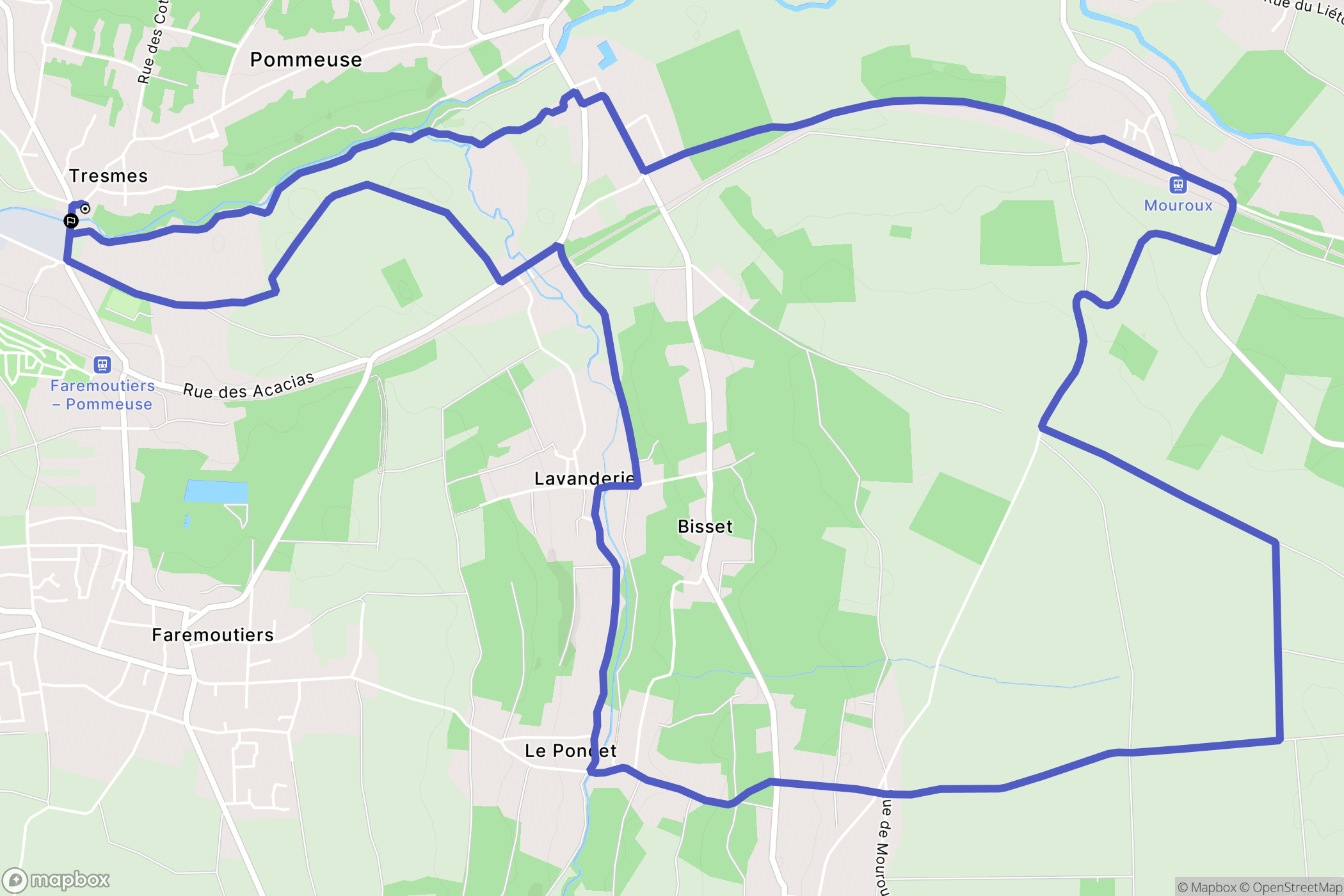 Pommeuse : carte du parcours de randonnée - France