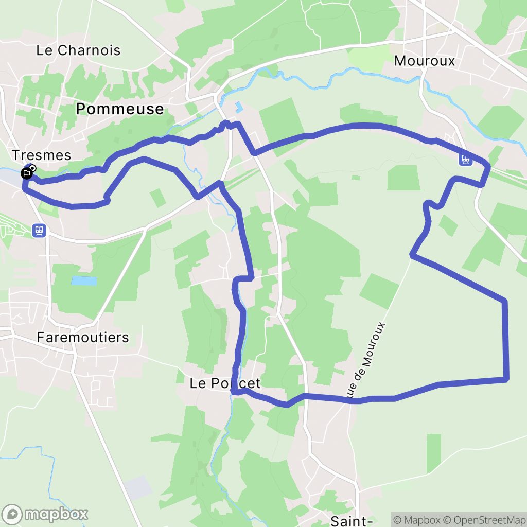 Pommeuse : carte du parcours de randonnée - France
