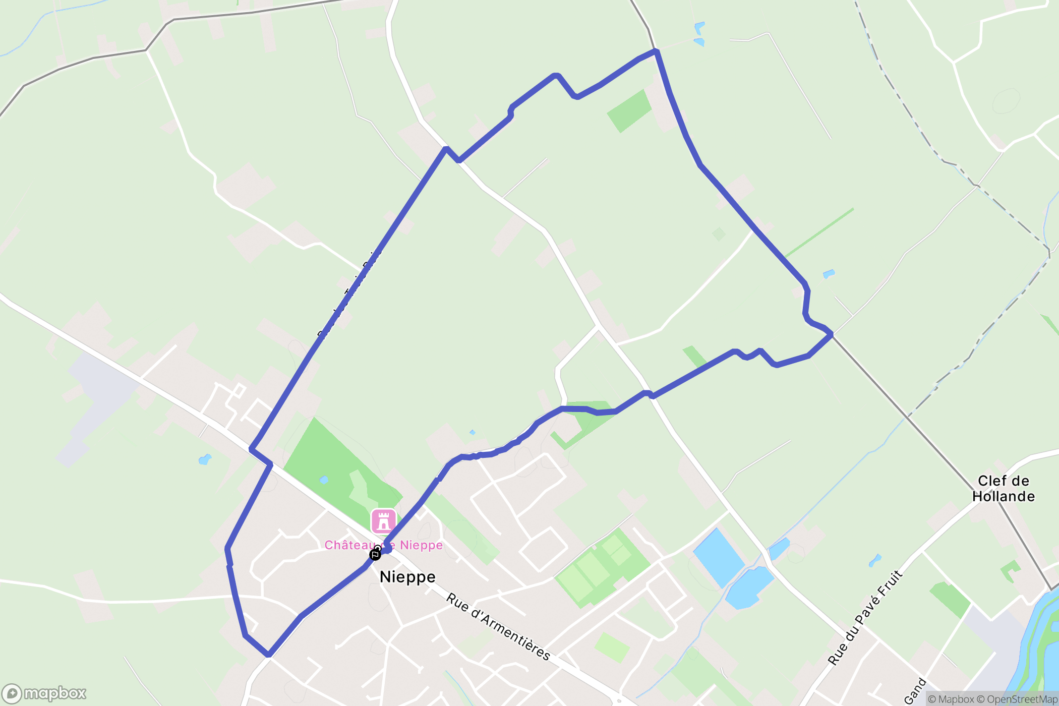 Nieppe : carte du parcours de randonnée - France