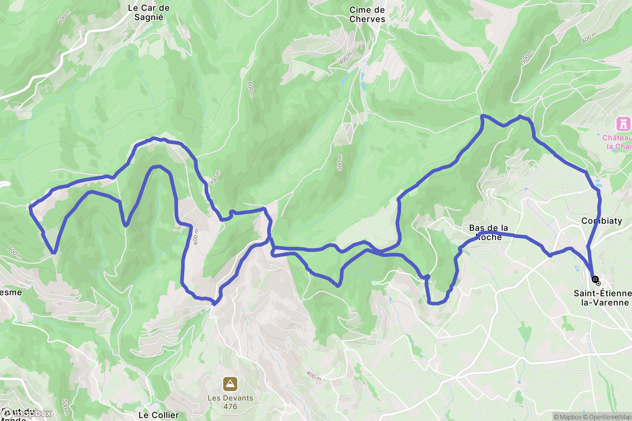 Saint-Étienne-la-Varenne : carte du parcours de randonnée - France