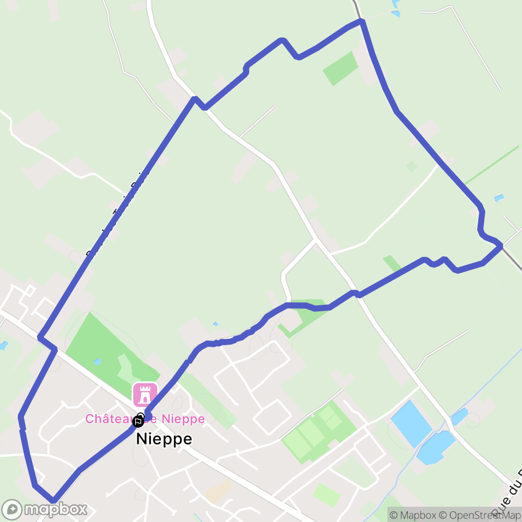Nieppe : carte du parcours de randonnée - France