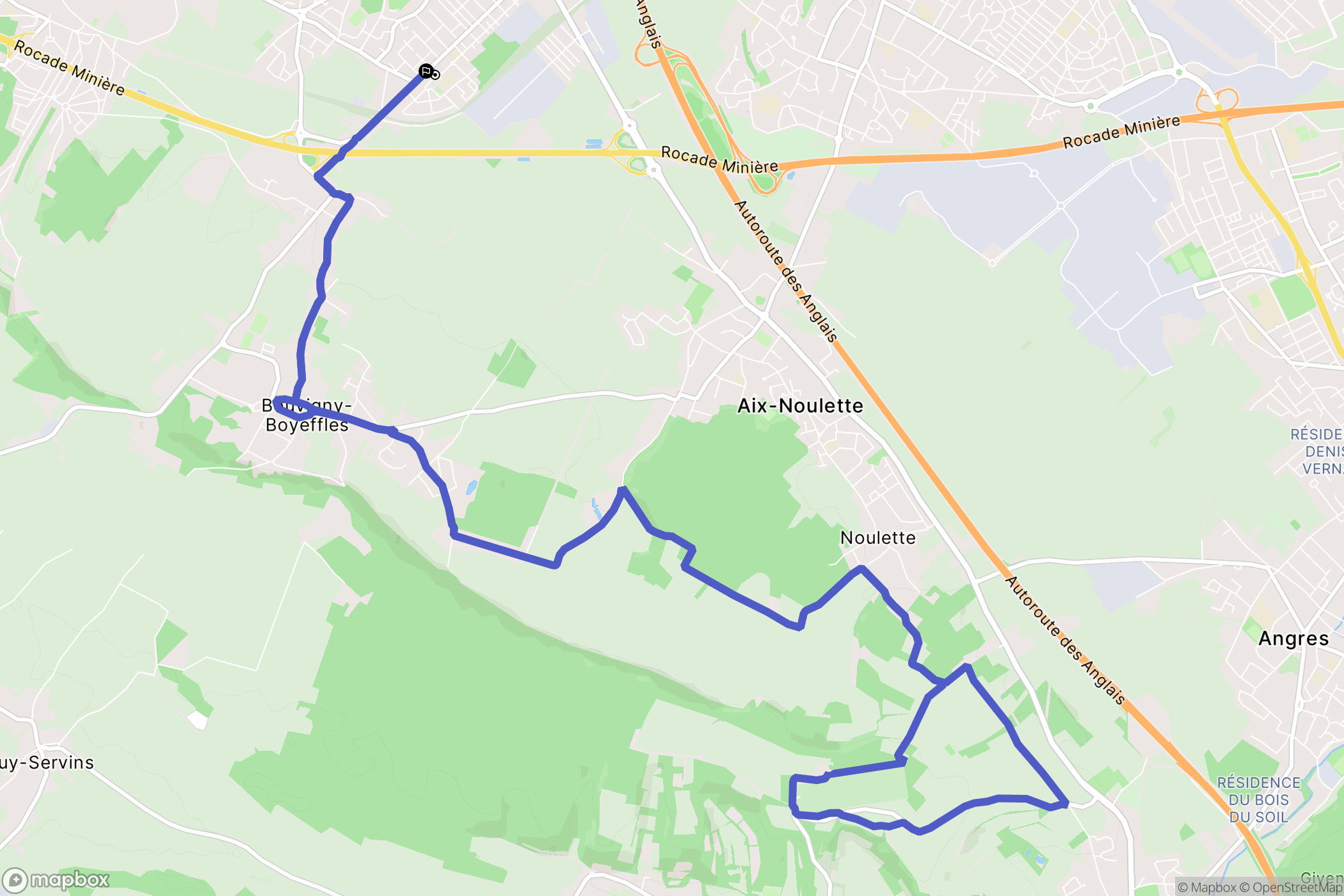 Sains-en-Gohelle : carte du parcours de randonnée - France