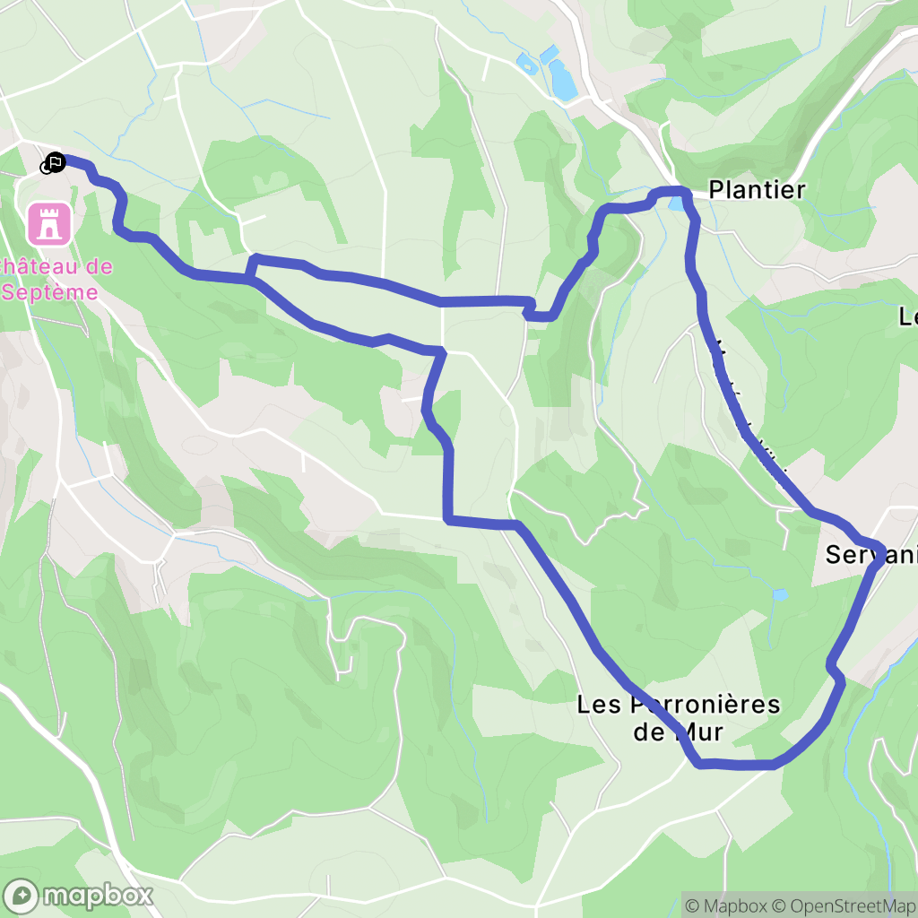 Septème : carte du parcours de randonnée - France
