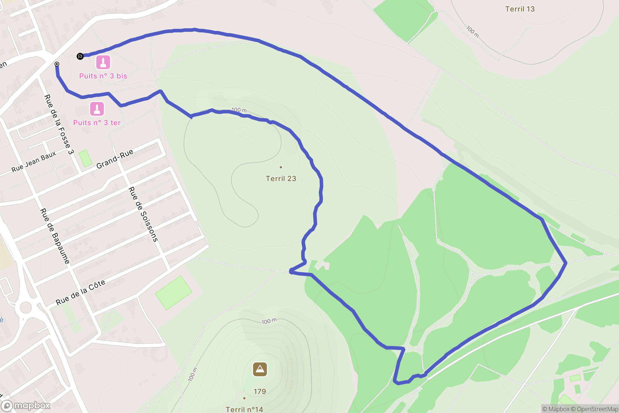 Auchel : carte du parcours de randonnée - France