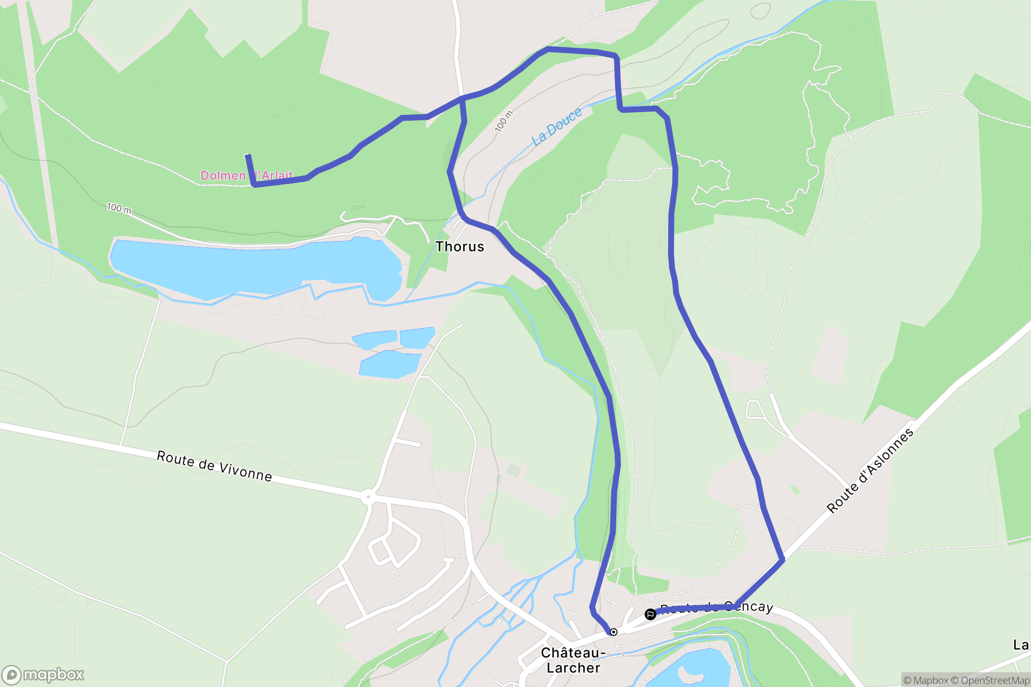 Château-Larcher : carte du parcours de randonnée - France