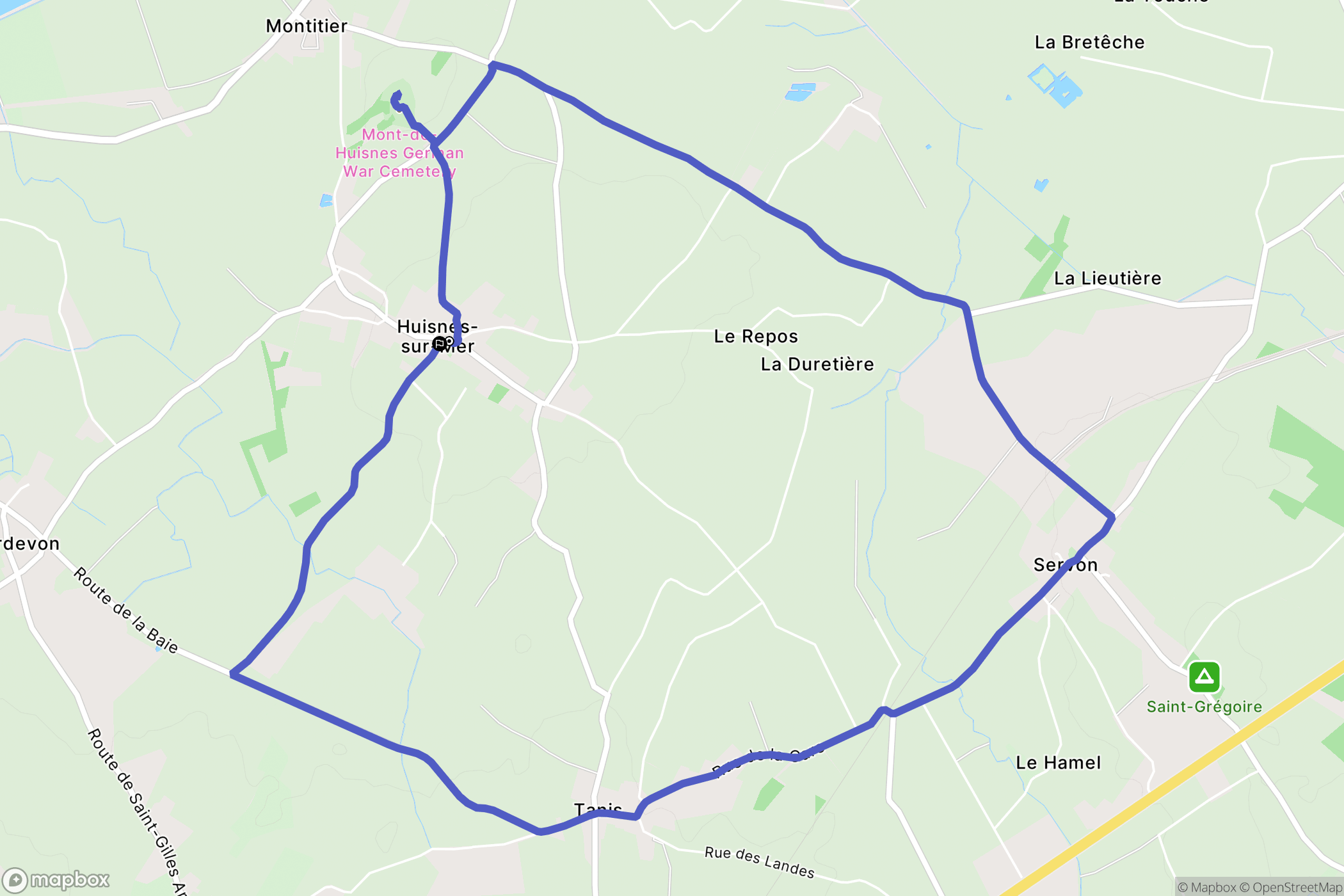 Huisnes-sur-Mer : carte du parcours de randonnée - France