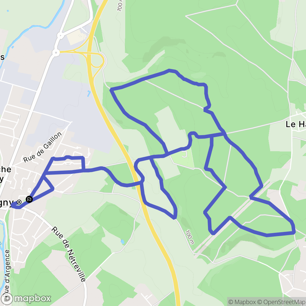 Gravigny : carte du parcours de randonnée - France